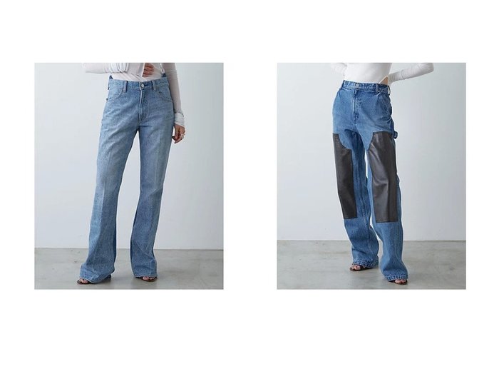 【GALLARDAGALANTE/ガリャルダガランテ】の【PEAS】フレアデニムパンツ&【PEAS】デニムレザーペインターパンツ 【2023-2024秋冬・A/W パンツ通販】おすすめ！人気、トレンド、レディースファッションの通販   おすすめ人気トレンドファッション通販アイテム インテリア・キッズ・メンズ・レディースファッション・服の通販 founy(ファニー) https://founy.com/ ファッション Fashion レディースファッション WOMEN パンツ Pants デニムパンツ Denim Pants おすすめ Recommend ウォッシュ クール スタイリッシュ デニム ワーク フィット フレア |ID:crp329100000158922