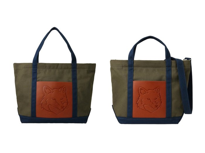 【MAISON KITSUNE/メゾン キツネ】の【UNISEX】FOX HEAD レザーポケット クラシック トートバッグ&【UNISEX】FOX HEAD レザーポケット ミニ トートバッグ 【2023-2024秋冬・A/W　バッグ・鞄、通販】おすすめ！人気、トレンド、レディースファッションの通販 おすすめ人気トレンドファッション通販アイテム 人気、トレンドファッション・服の通販 founy(ファニー) ファッション Fashion レディースファッション WOMEN バッグ Bag A/W・秋冬 AW・Autumn/Winter・FW・Fall-Winter UNISEX キャンバス ジップ ハンドバッグ ポケット 秋 Autumn/Fall クラシック フォックス |ID:crp329100000159348