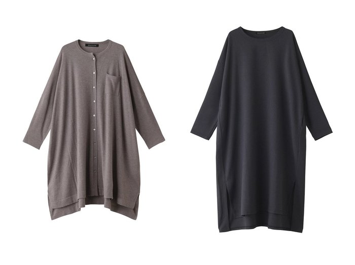 【mizuiro ind/ミズイロ インド】のcrew neck OP ワンピース&knitted stand collar shirt OP ワンピース 【2023-2024秋冬・A/W　ワンピース、ドレス通販】おすすめ！人気、トレンド、レディースファッションの通販 おすすめ人気トレンドファッション通販アイテム インテリア・キッズ・メンズ・レディースファッション・服の通販 founy(ファニー) https://founy.com/ ファッション Fashion レディースファッション WOMEN ワンピース Dress チュニック Tunic シンプル スタンド スリット チュニック トレンド ロング 羽織 定番 Standard |ID:crp329100000159646