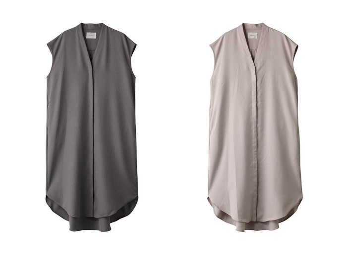 【MIDIUMISOLID/ミディウミソリッド】のV neck front fly OP ワンピース 【2023-2024秋冬・A/W　ワンピース、ドレス通販】おすすめ！人気、トレンド、レディースファッションの通販 おすすめ人気トレンドファッション通販アイテム インテリア・キッズ・メンズ・レディースファッション・服の通販 founy(ファニー) https://founy.com/ ファッション Fashion レディースファッション WOMEN ワンピース Dress チュニック Tunic スリーブ チュニック フレンチ ロング 長袖 |ID:crp329100000159670