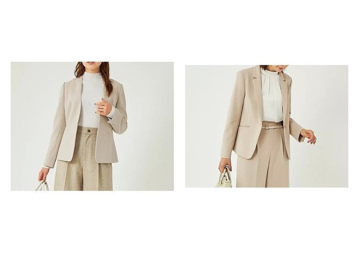 【green label relaxing / UNITED ARROWS/グリーンレーベル リラクシング / ユナイテッドアローズ】の[size TALLあり]ダブルクロス ノーラペル ジャケット -ウォッシャブル・ストレッチ・防シワ・帯電防止- No04&[size TALLあり]ダブルクロス テーラード ジャケット -ウォッシャブル・ストレッチ・防シワ・帯電防止- No04 【2023-2024秋冬・A/W通販】おすすめ！人気、トレンド、レディースファッションの通販   おすすめ人気トレンドファッション通販アイテム インテリア・キッズ・メンズ・レディースファッション・服の通販 founy(ファニー) https://founy.com/ ファッション Fashion レディースファッション WOMEN アウター Coat Outerwear ジャケット Jackets テーラードジャケット Tailored Jackets インナー 春 Spring 秋 Autumn/Fall ジャケット ストレッチ スリット スーツ セットアップ タイトスカート ダブル テーラード 定番 Standard 人気 バランス フォーマル フランス ボトム ポケット 別注 マニッシュ ワイド おすすめ Recommend |ID:crp329100000160446