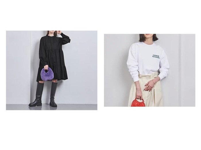【UNITED ARROWS/ユナイテッドアローズ】のコットン ティアード ミニ ワンピース&【別注】エンブロイダリー レタード スウェット 【2023-2024秋冬・A/W通販】おすすめ！人気、トレンド、レディースファッションの通販   おすすめ人気トレンドファッション通販アイテム インテリア・キッズ・メンズ・レディースファッション・服の通販 founy(ファニー) https://founy.com/ ファッション Fashion レディースファッション WOMEN ワンピース Dress トップス・カットソー Tops/Tshirt パーカ Sweats スウェット Sweat ギャザー コンパクト タイツ ティアード バランス フレア ポケット ロング おすすめ Recommend |ID:crp329100000160557