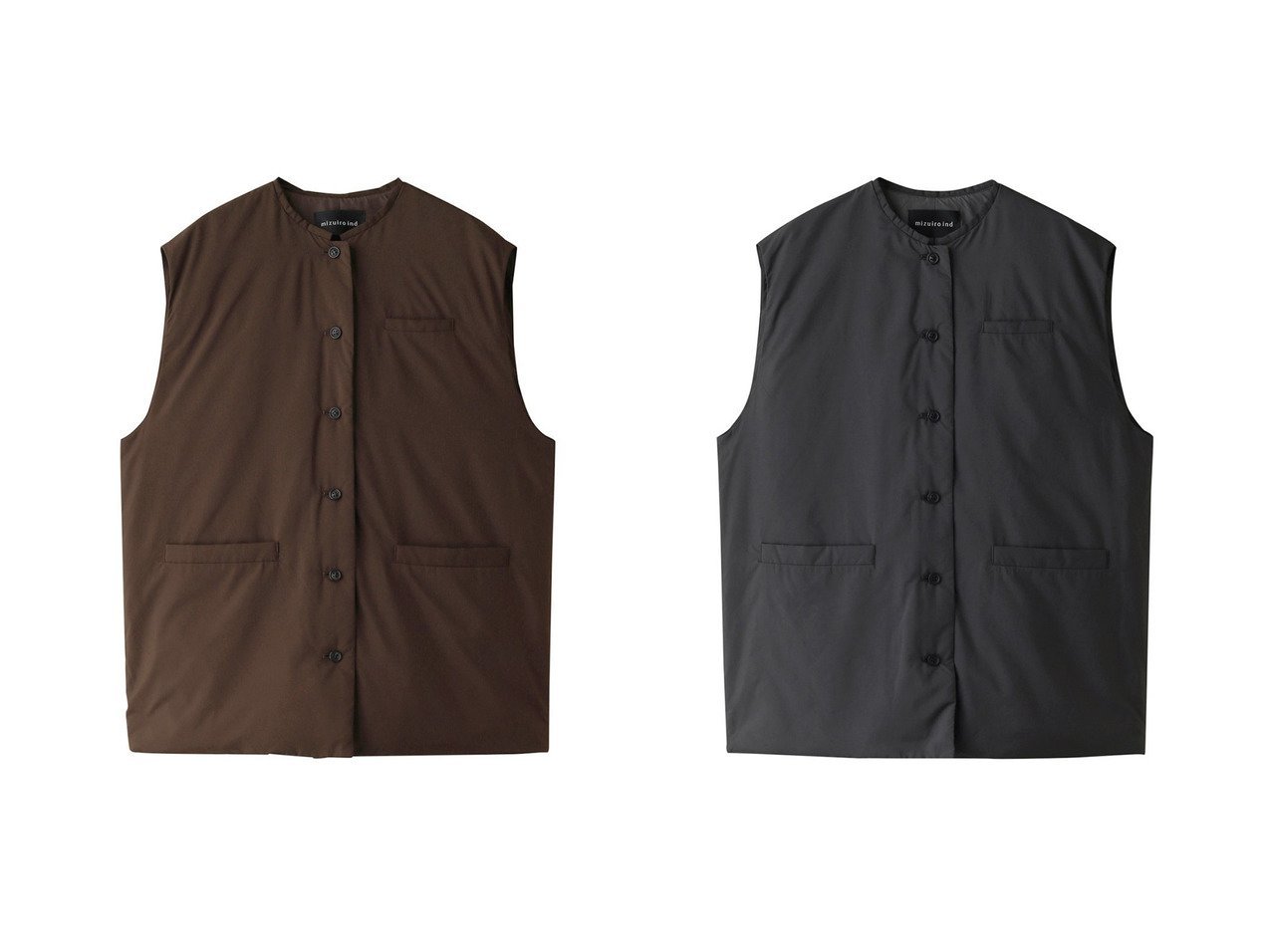 【mizuiro ind/ミズイロ インド】のdown gilet ジレ 【2023-2024秋冬・A/W　アウター通販】おすすめ！人気、トレンド、レディースファッションの通販 おすすめ人気トレンドファッション通販アイテム インテリア・キッズ・メンズ・レディースファッション・服の通販 founy(ファニー) 　ファッション　Fashion　レディースファッション　WOMEN　アウター　Coat Outerwear　ジャケット　Jackets　インナー　シンプル　ジャケット　ダウン　冬　Winter　ブラウン系　Brown　グレー系　Gray　ブラック系　Black　|ID:crp329100000161085