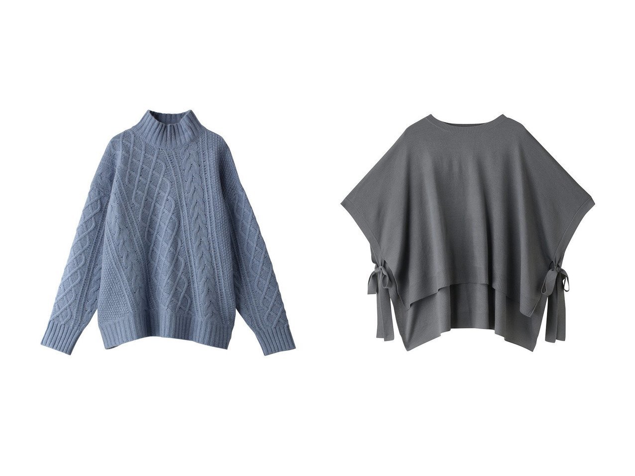 【MIDIUMISOLID/ミディウミソリッド】のside ribbon poncho ポンチョ&alan knit ニット 【2023-2024秋冬・A/W　トップス、カットソー通販】おすすめ！人気、トレンド、レディースファッションの通販  おすすめ人気トレンドファッション通販アイテム インテリア・キッズ・メンズ・レディースファッション・服の通販 founy(ファニー) 　ファッション　Fashion　レディースファッション　WOMEN　トップス・カットソー　Tops/Tshirt　ニット　Knit Tops　プルオーバー　Pullover　A/W・秋冬　AW・Autumn/Winter・FW・Fall-Winter　ハイネック　シンプル　ポンチョ　リボン　リラックス　ブルー系　Blue　ブラック系　Black　イエロー系　Yellow　ブラウン系　Brown　グレー系　Gray　|ID:crp329100000161311