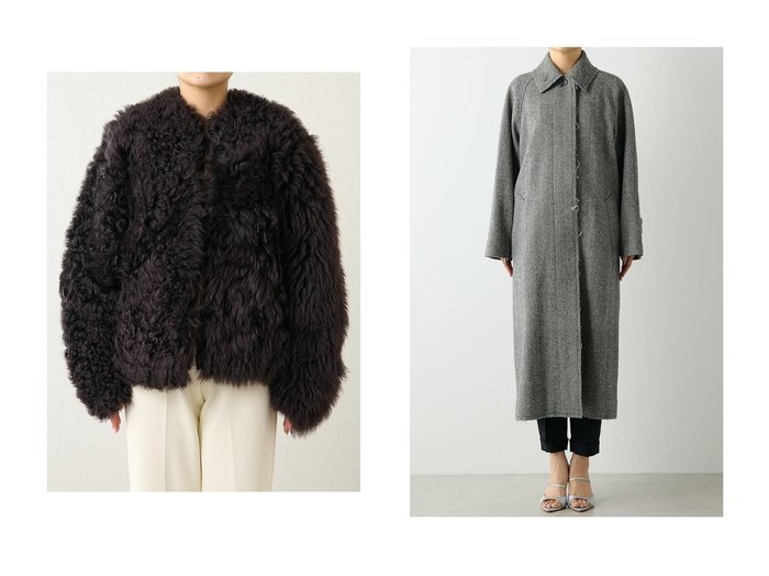 【Whim Gazette/ウィムガゼット】のWAVYムートンコート&ヘリンボーンステンカラーコート 【2023-2024秋冬・A/W　アウター通販】おすすめ！人気、トレンド、レディースファッションの通販  おすすめ人気トレンドファッション通販アイテム インテリア・キッズ・メンズ・レディースファッション・服の通販 founy(ファニー) https://founy.com/ ファッション Fashion レディースファッション WOMEN アウター Coat Outerwear コート Coats スタイリッシュ ヘリンボーン マニッシュ ロング おすすめ Recommend ショート ジップ フェミニン フロント リアル リバーシブル 定番 Standard |ID:crp329100000161748
