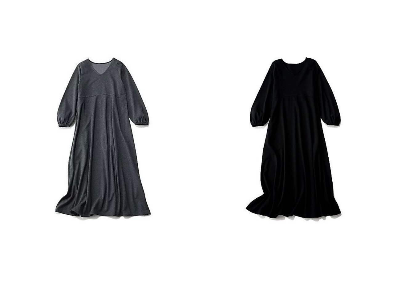 【12closet/トゥエルブクローゼット】の【洗える】Vネックポンチワンピース 【2023-2024秋冬・A/W　ワンピース、ドレス通販】おすすめ！人気、トレンド、レディースファッションの通販   おすすめ人気トレンドファッション通販アイテム インテリア・キッズ・メンズ・レディースファッション・服の通販 founy(ファニー) 　ファッション　Fashion　レディースファッション　WOMEN　ワンピース　Dress　シンプル　ストレッチ　フレア　ロング　洗える　グレー系　Gray　ブラック系　Black　|ID:crp329100000162409