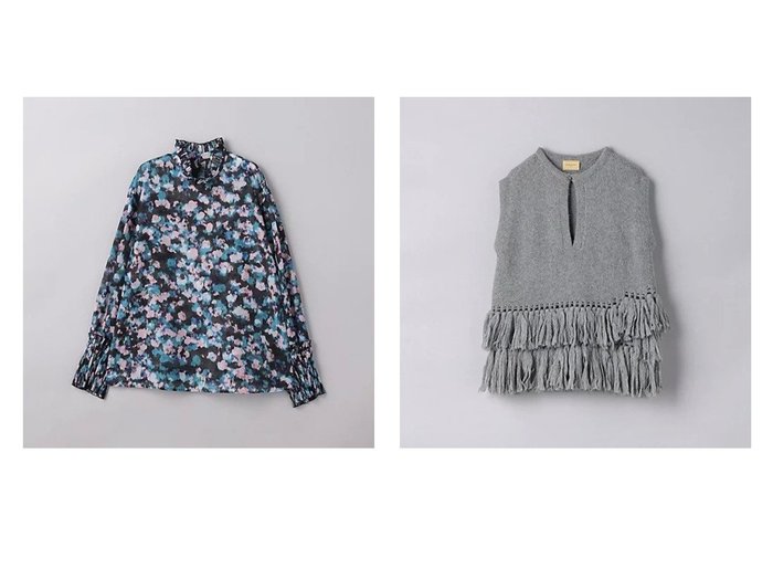 【UNITED ARROWS/ユナイテッドアローズ】のフリンジ ニットべスト&プリーツフリル ブラウス 【2023-2024秋冬・A/W トップス、カットソー通販】おすすめ！人気、トレンド、レディースファッションの通販   おすすめ人気トレンドファッション通販アイテム インテリア・キッズ・メンズ・レディースファッション・服の通販 founy(ファニー) https://founy.com/ ファッション Fashion レディースファッション WOMEN トップス・カットソー Tops/Tshirt ニット Knit Tops シャツ/ブラウス Shirts/Blouses アクセサリー アシンメトリー フリンジ フロント ベスト ロング おすすめ Recommend |ID:crp329100000163516