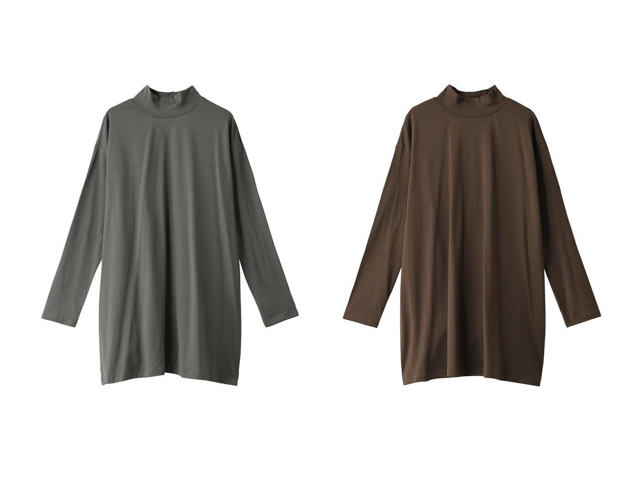 【mizuiro ind/ミズイロ インド】のmock neck tunic T Tシャツ 【2023-2024秋冬・A/W　トップス、カットソー、冬コーデ通販】おすすめ！人気、トレンド、レディースファッションの通販   おすすめ人気トレンドファッション通販アイテム インテリア・キッズ・メンズ・レディースファッション・服の通販 founy(ファニー) 　ファッション　Fashion　レディースファッション　WOMEN　トップス・カットソー　Tops/Tshirt　シャツ/ブラウス　Shirts/Blouses　ロング / Tシャツ　T-Shirts　カットソー　Cut and Sewn　ショート　ジャケット　スリーブ　チュニック　ブラウン系　Brown　グレー系　Gray　ブラック系　Black　|ID:crp329100000163855