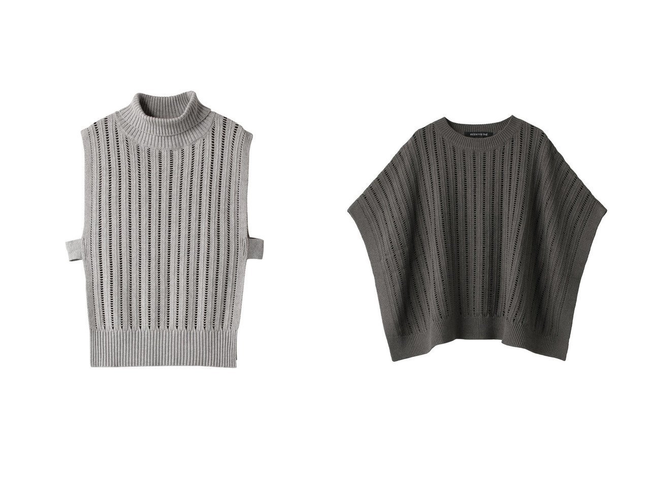 【mizuiro ind/ミズイロ インド】のhigh neck vest ベスト&O プルオーバー 【トップス、カットソー通販　2023-2024秋冬・A/W 冬コーデ】おすすめ！人気、トレンド、レディースファッションの通販  おすすめ人気トレンドファッション通販アイテム インテリア・キッズ・メンズ・レディースファッション・服の通販 founy(ファニー) 　ファッション　Fashion　レディースファッション　WOMEN　トップス・カットソー　Tops/Tshirt　ニット　Knit Tops　ベスト/ジレ　Gilets/Vests　プルオーバー　Pullover　シンプル　スリット　ハイネック　ベスト　カットソー　ポンチョ　ワイド　グレー系　Gray　ブラック系　Black　|ID:crp329100000164600