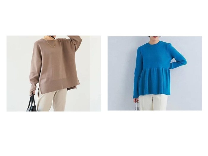 【green label relaxing / UNITED ARROWS/グリーンレーベル リラクシング / ユナイテッドアローズ】の【WEB限定】スウェットライク ドルマン ニット プルオーバー -ウォッシャブル・帯電防止-&【WEB限定】リブ ペプラム ニット プルオーバー -ウォッシャブル・帯電防止- 【トップス、カットソー 通販 2023-2024秋冬・A/W 秋 冬コーデ】おすすめ！人気、トレンド、レディースファッションの通販   おすすめ人気トレンドファッション通販アイテム インテリア・キッズ・メンズ・レディースファッション・服の通販 founy(ファニー) https://founy.com/ ファッション Fashion レディースファッション WOMEN トップス・カットソー Tops/Tshirt ニット Knit Tops パーカ Sweats プルオーバー Pullover スウェット Sweat 秋 Autumn/Fall クロップド シンプル スリット タイトスカート ボトム ボーダー 冬 Winter おすすめ Recommend |ID:crp329100000164641