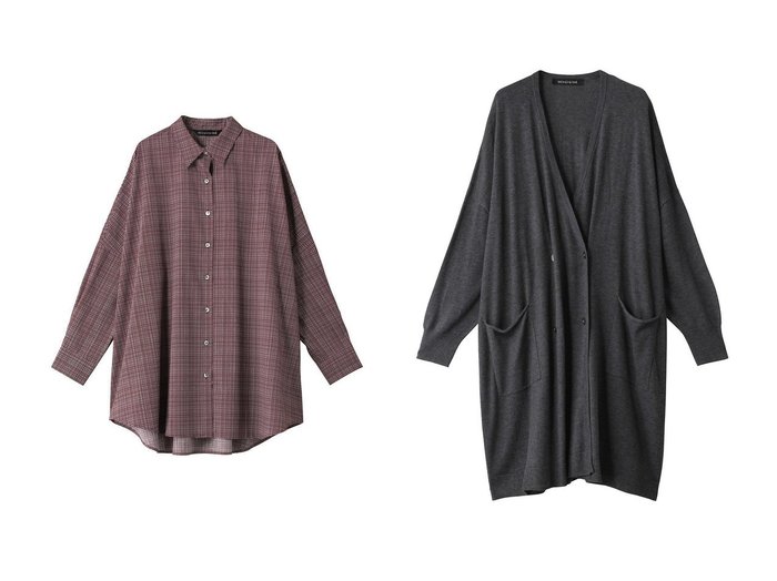 【mizuiro ind/ミズイロ インド】のcheck print wide shirt シャツ&D カーディガン 【トップス、カットソー 通販 2023-2024秋冬 A/W 秋 冬コーデ通販】おすすめ！人気、トレンド、レディースファッションの通販   おすすめ人気トレンドファッション通販アイテム 人気、トレンドファッション・服の通販 founy(ファニー) 　ファッション　Fashion　レディースファッション　WOMEN　トップス・カットソー　Tops/Tshirt　シャツ/ブラウス　Shirts/Blouses　ニット　Knit Tops　カーディガン　Cardigans　スリーブ　チェック　ベスト　ロング　おすすめ　Recommend　カーディガン　ダブル　|ID:crp329100000165383