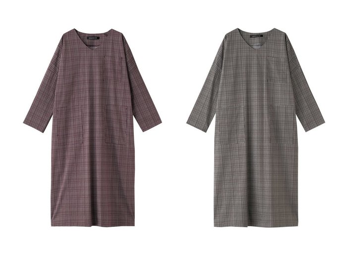 【mizuiro ind/ミズイロ インド】のcheck print V neck wide OP ワンピース 【ワンピース、ドレス 通販 2024春夏 S/S 春 夏コーデ通販】おすすめ！人気、トレンド、レディースファッションの通販   おすすめ人気トレンドファッション通販アイテム インテリア・キッズ・メンズ・レディースファッション・服の通販 founy(ファニー) https://founy.com/ ファッション Fashion レディースファッション WOMEN ワンピース Dress チュニック Tunic チェック チュニック ポケット ロング 冬 Winter 春 Spring 秋 Autumn/Fall |ID:crp329100000166175