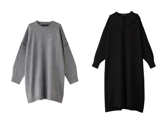 【mizuiro ind/ミズイロ インド】のcrew neck hand stitch OP ワンピース&pleats collar OP ワンピース 【ワンピース、ドレス 通販 2023-2024秋冬 A/W 秋 冬コーデ通販】おすすめ！人気、トレンド、レディースファッションの通販   おすすめ人気トレンドファッション通販アイテム インテリア・キッズ・メンズ・レディースファッション・服の通販 founy(ファニー) https://founy.com/ ファッション Fashion レディースファッション WOMEN ワンピース Dress チュニック Tunic クラシカル シアー ジョーゼット スリット チュニック パーティ プリーツ ロング シンプル ハンド |ID:crp329100000166181