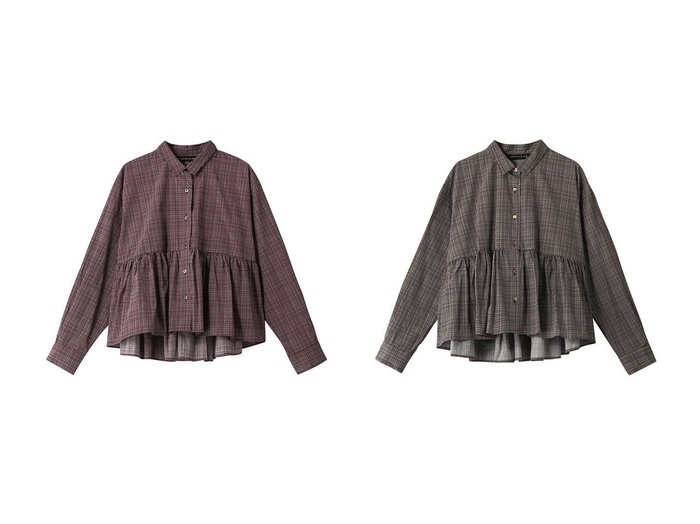 【mizuiro ind/ミズイロ インド】のcheck print gather waist shirt シャツ 【トップス、カットソー 通販 2023-2024秋冬 A/W 秋 冬コーデ通販】おすすめ！人気、トレンド、レディースファッションの通販  おすすめ人気トレンドファッション通販アイテム 人気、トレンドファッション・服の通販 founy(ファニー) 　ファッション　Fashion　レディースファッション　WOMEN　トップス・カットソー　Tops/Tshirt　シャツ/ブラウス　Shirts/Blouses　ロング / Tシャツ　T-Shirts　ギャザー　スリーブ　チェック　トレンド　フェミニン　フレア　ロング　|ID:crp329100000166237