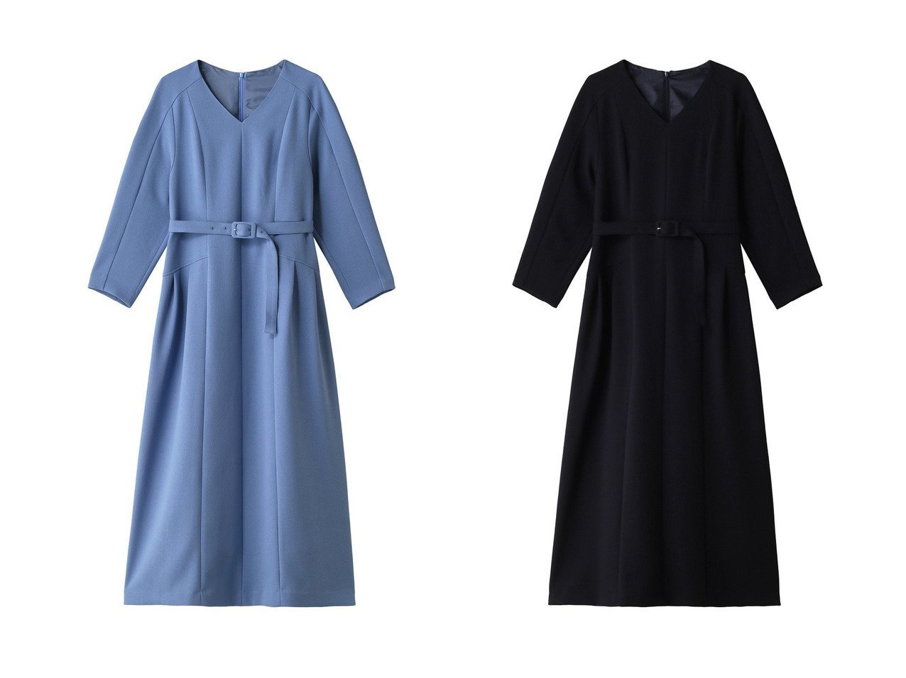 【allureville/アルアバイル】のダブルアムンゼンNタックワンピース 【ワンピース、ドレス 通販 2024春夏 S/S 春 夏コーデ通販】おすすめ！人気、トレンド、レディースファッションの通販   おすすめ人気トレンドファッション通販アイテム インテリア・キッズ・メンズ・レディースファッション・服の通販 founy(ファニー) 　ファッション　Fashion　レディースファッション　WOMEN　ワンピース　Dress　チュニック　Tunic　2024年　2024　2024春夏・S/S　SS,Spring/Summer,2024　A/W・秋冬　AW・Autumn/Winter・FW・Fall-Winter　S/S・春夏　SS・Spring/Summer　シューズ　チュニック　デコルテ　モダン　ロング　夏　Summer　春　Spring　ブルー系　Blue　|ID:crp329100000168330