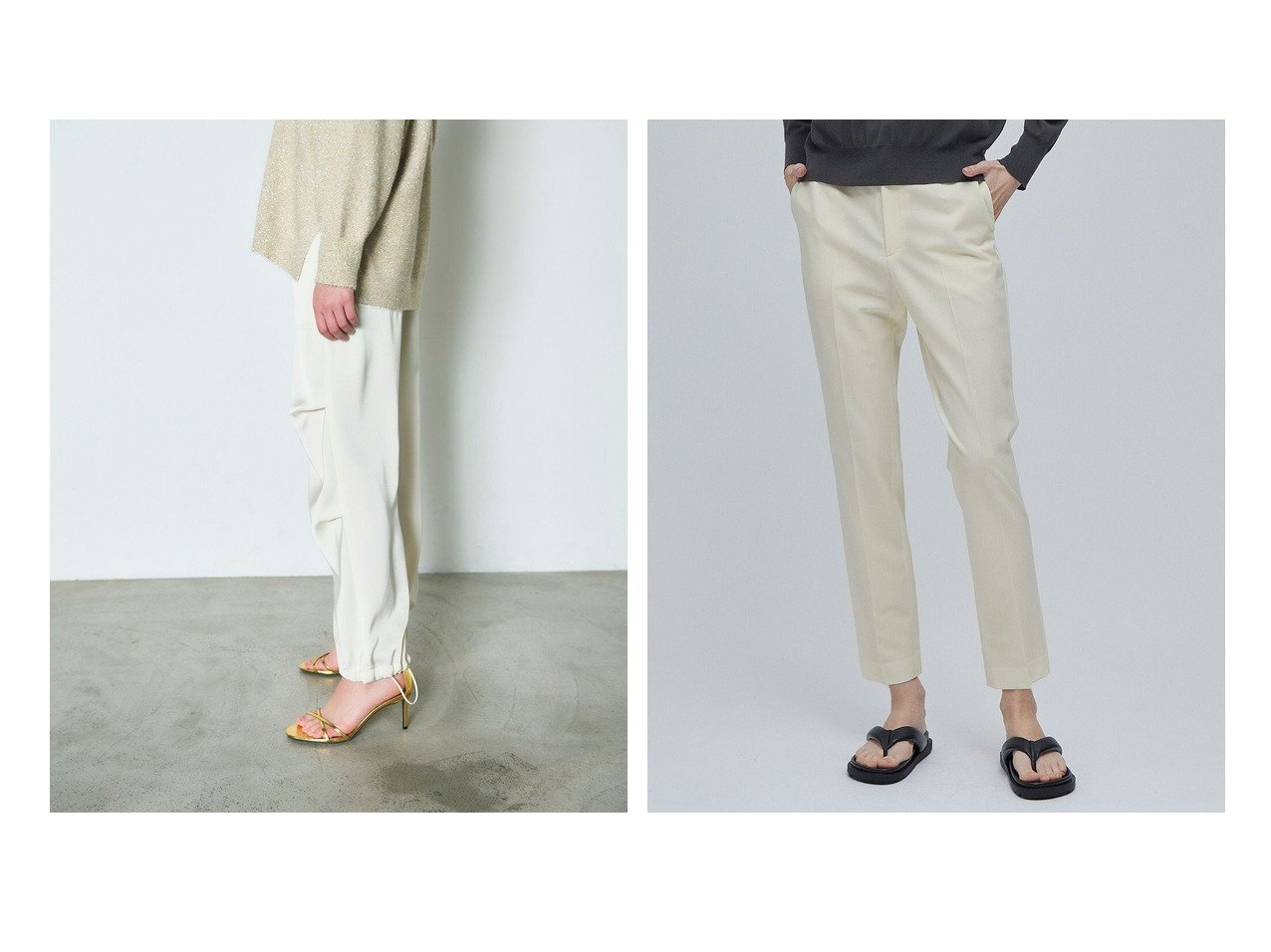 【GRACE CONTINENTAL/グレース コンチネンタル】のサテンワークパンツ&【BEIGE,/ベイジ,】のクロップドパンツ 【パンツ通販 コーディネート通販】おすすめ！人気、トレンド、レディースファッションの通販   おすすめ人気トレンドファッション通販アイテム インテリア・キッズ・メンズ・レディースファッション・服の通販 founy(ファニー) 　ファッション　Fashion　レディースファッション　WOMEN　パンツ　Pants　NEW・新作・新着・新入荷　New Arrivals　送料無料　Free Shipping　おすすめ　Recommend　カットソー　サテン　フェミニン　リラックス　ワーク　クール　シルク　スタイリッシュ　ストレッチ　スラックス　センター　ビジネス 仕事 通勤　Business　グレー系　Gray　ブルー系　Blue　グリーン系　Green　ブラック系　Black　|ID:crp329100000168538