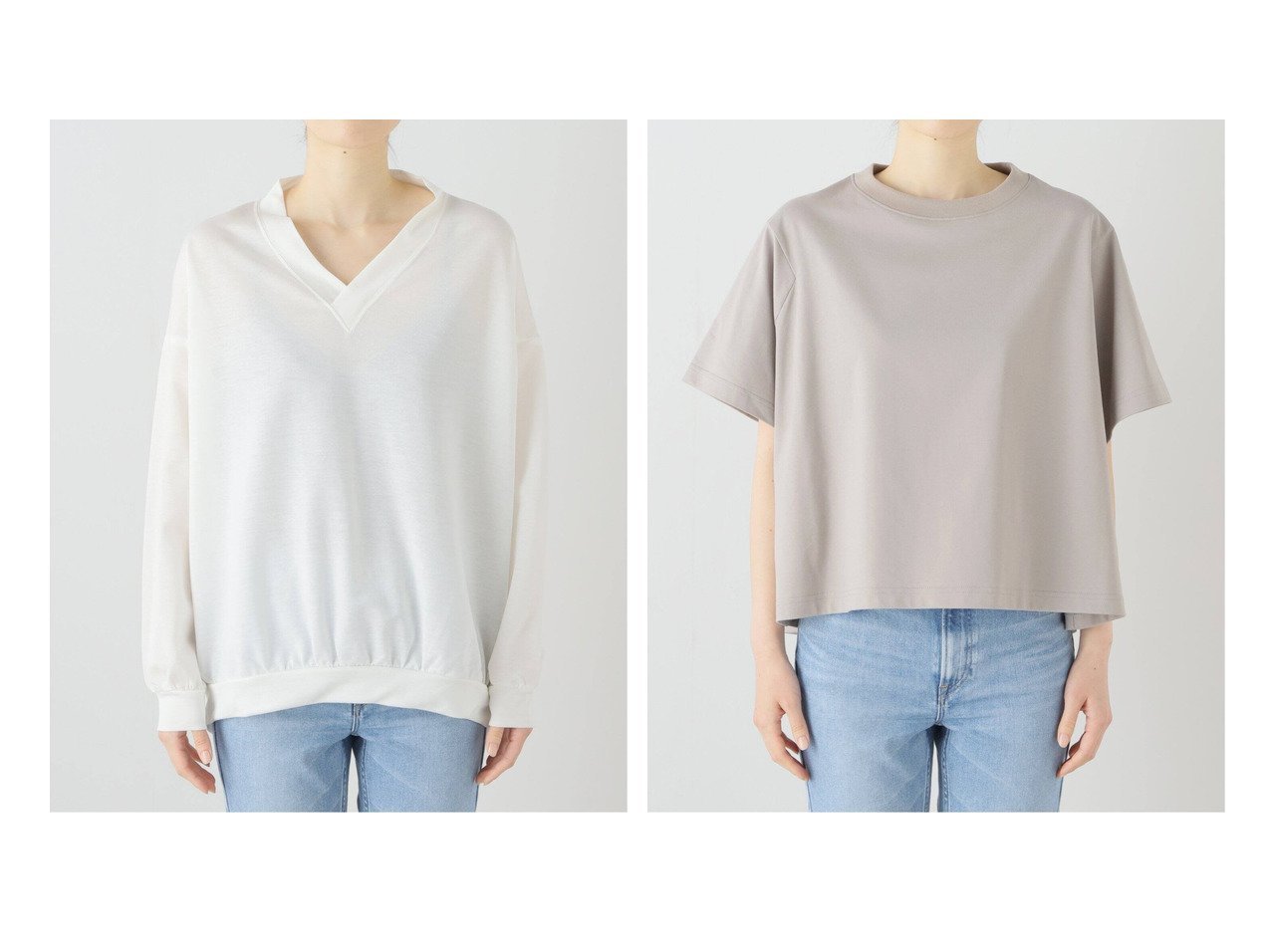 【IENA/イエナ】の【コグ ザビッグスモーク】JENNY VN TOP Vネックトップス&【コグ ザビッグスモーク】JEMMA T-SHIRT Tシャツ 【S/S 春 夏コーデ通販】おすすめ！人気、トレンド、レディースファッションの通販  おすすめ人気トレンドファッション通販アイテム インテリア・キッズ・メンズ・レディースファッション・服の通販 founy(ファニー) 　ファッション　Fashion　レディースファッション　WOMEN　トップス・カットソー　Tops/Tshirt　Vネック　V-Neck　シャツ/ブラウス　Shirts/Blouses　ロング / Tシャツ　T-Shirts　2024年　2024　2024春夏・S/S　SS,Spring/Summer,2024　コレクション　ジャージー　トレンド　リアル　ロンドン　日本製　Made in Japan　グレー系　Gray　ホワイト系　White　|ID:crp329100000175985