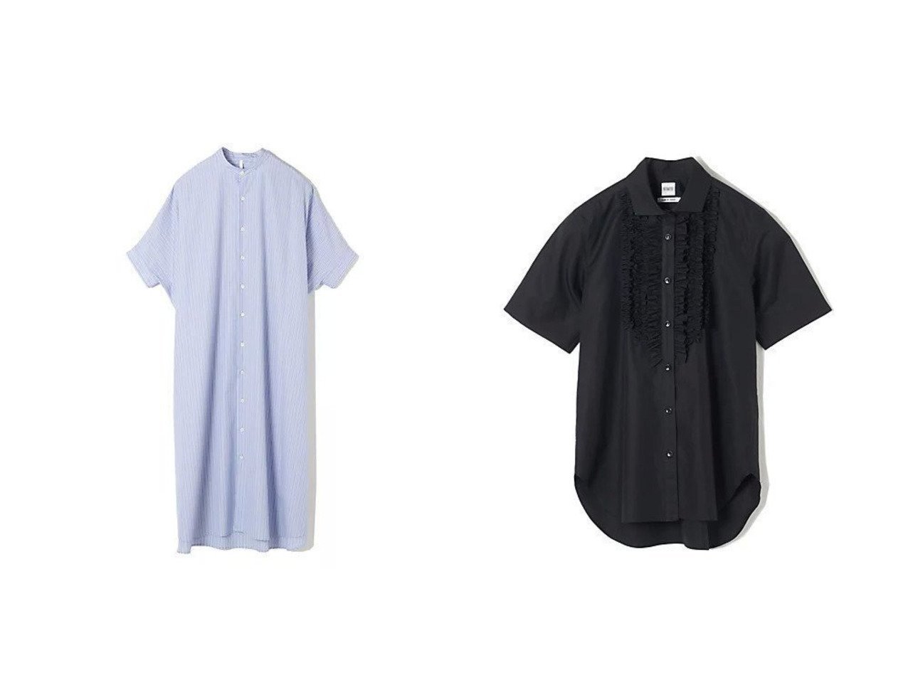 【eclat/エクラ】のフリルドレスシャツ&【別注】THE MILLY ワンピース 【ワンピース、ドレス 通販 2024春夏 S/S 春 夏コーデ通販】おすすめ！人気、トレンド、レディースファッションの通販  おすすめ人気トレンドファッション通販アイテム インテリア・キッズ・メンズ・レディースファッション・服の通販 founy(ファニー) 　ファッション　Fashion　レディースファッション　WOMEN　ワンピース　Dress　トップス・カットソー　Tops/Tshirt　シャツ/ブラウス　Shirts/Blouses　ドレス　Party Dresses　クール　Cool　ストライプ　Stripe　メンズ　Mens　モダン　Modern　人気　Popularity　別注　Special Order　洗える　Washable　ブルー系　Blue　ブラック系　Black　ホワイト系　White　|ID:crp329100000182186