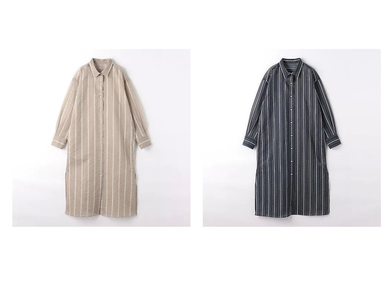 【green label relaxing / UNITED ARROWS/グリーンレーベル リラクシング / ユナイテッドアローズ】のシアー ストライプ シャツ ワンピース 【ワンピース、ドレス 通販 2024春夏 S/S 春 夏コーデ通販】おすすめ！人気、トレンド、レディースファッションの通販  おすすめ人気トレンドファッション通販アイテム インテリア・キッズ・メンズ・レディースファッション・服の通販 founy(ファニー) 　ファッション　Fashion　レディースファッション　WOMEN　ワンピース　Dress　シャツワンピース　Shirt Dresses　春　Spring　シアー　Sheer　ストライプ　Stripe　デニム　Denim　フロント　Front　羽織　Haori　おすすめ　Recommend　夏　Summer　ブルー系　Blue　ベージュ系　Beige　|ID:crp329100000182188