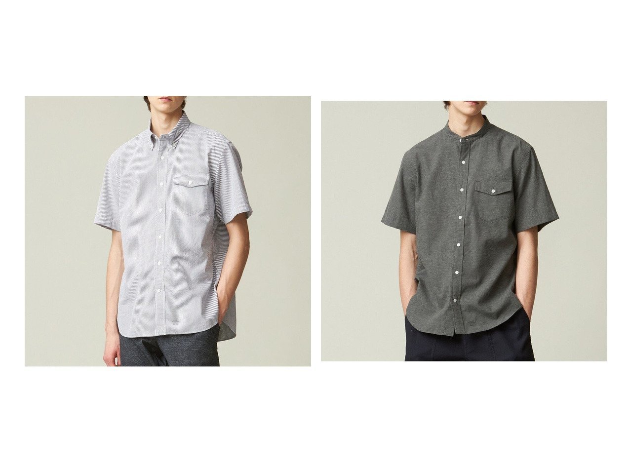 【J.PRESS / MEN/ジェイ プレス】の【クールマックス】サッカーストライプ/マイクロギンガムチェック シャツ/B.D&【HYBRID LINEN】 バンドカラーシャツ 【MEN】おすすめ！人気トレンド・男性、メンズファッションの通販   おすすめ人気トレンドファッション通販アイテム インテリア・キッズ・メンズ・レディースファッション・服の通販 founy(ファニー) 　ファッション　Fashion　メンズファッション　MEN　トップス・カットソー　Tops/Tshirt/Men　シャツ　Shirts　インナー　Inner　春　Spring　吸水　Water Absorption　シンプル　Simple　ドレス　Dress　バランス　Balance　プリント　Print　ベーシック　Basic　羽織　Haori　リネン　Linen　リラックス　Relax　S/S・春夏　Ss・Spring/Summer　おすすめ　Recommend　夏　Summer　グレー系　Gray　ブルー系　Blue　パープル系　Purple　|ID:crp329100000182663