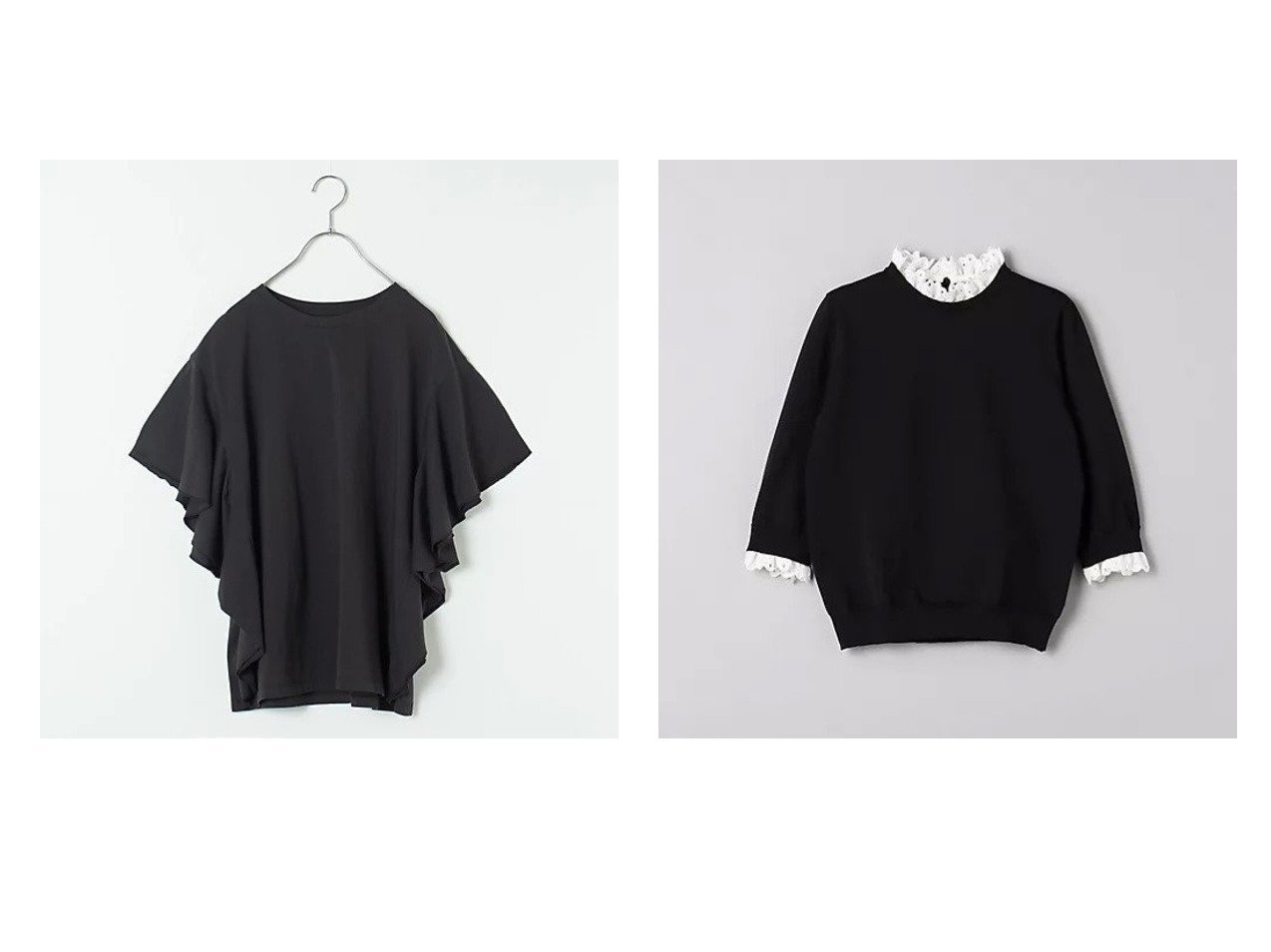 【MICA & DEAL/マイカ ディール】の【LEE別注】【洗える】袖フリル 美シルエットTシャツ&【UNITED ARROWS/ユナイテッドアローズ】のレース 4WAY ニット 6SL 【トップス、カットソー通販 2024夏 S/S Summer 夏コーデ 通販】おすすめ！人気、トレンド、レディースファッションの通販  おすすめ人気トレンドファッション通販アイテム インテリア・キッズ・メンズ・レディースファッション・服の通販 founy(ファニー) 　ファッション　Fashion　レディースファッション　WOMEN　トップス・カットソー　Tops/Tshirt　ニット　Knit Tops　シャツ/ブラウス　Shirts/Blouses　ロング / Tシャツ　T-Shirts　春　Spring　コンパクト　Compact　シンプル　Simple　スカラップ　Scalloped　人気　Popularity　ボトム　Bottom　レース　Race　S/S・春夏　Ss・Spring/Summer　夏　Summer　フリル　Frills　ラッフル　Raffle　別注　Special Order　洗える　Washable　無地　Plain Color　ブルー系　Blue　ホワイト系　White　ブラック系　Black　ベージュ系　Beige　|ID:crp329100000182763