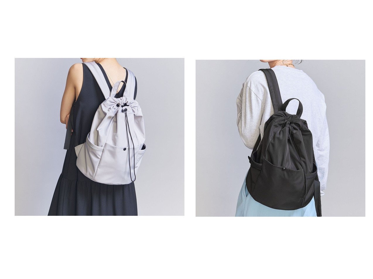 【BEAUTY&YOUTH / UNITED ARROWS/ビューティ&ユース ユナイテッドアローズ】の3フロントポケット ナイロンドロストリュック 【コーディネート通販 2024夏 S/S Summer 夏コーデ 通販】おすすめ！人気、トレンド、レディースファッションの通販  おすすめ人気トレンドファッション通販アイテム インテリア・キッズ・メンズ・レディースファッション・服の通販 founy(ファニー) 　ファッション　Fashion　レディースファッション　WOMEN　おすすめ　Recommend　スマート　Smart　ハンカチ　Handkerchief　フロント　Front　ポケット　Pocket　リュック　Ruck Sack　旅行　Travel　ビジネス 仕事 通勤　Business　グレー系　Gray　ブラック系　Black　|ID:crp329100000183387