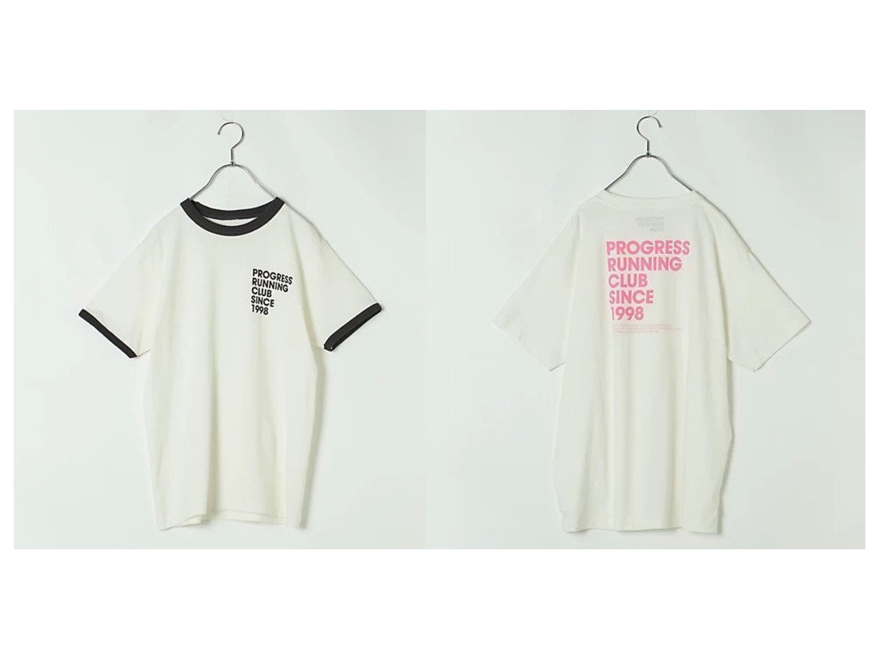 【Progress Running Club/プログレスランニング クラブ】の【石上美津江さん別注】【洗える】 PROGRESS RUNNING CLUB 1998 Logo Print Ringer Tee&【石上美津江さん別注】【洗える】 PROGRESS RUNNING CLUB 1998 Back Print Tee 【別注、限定、こらぼなどの通販 2024夏 S/S Summer 夏コーデ 通販】おすすめ！人気、トレンド、レディースファッションの通販   おすすめ人気トレンドファッション通販アイテム インテリア・キッズ・メンズ・レディースファッション・服の通販 founy(ファニー) 　ファッション　Fashion　レディースファッション　WOMEN　プリント　Print　モダン　Modern　ランニング　Running　ロンドン　London　別注　Special Order　洗える　Washable　グリーン系　Green　レッド系　Red　ホワイト系　White　ブラック系　Black　|ID:crp329100000183617