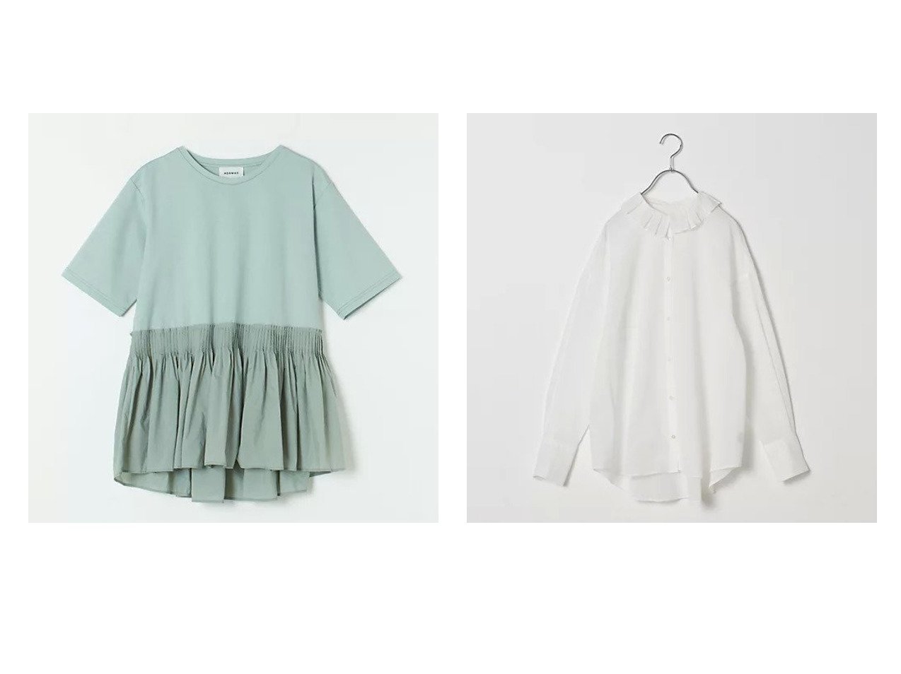 【Shinzone/シンゾーン】の【LEE別注】RUFFLED BL&【ADAWAS/アダワス】の【HPS別注】Tuck Tee 【別注、限定、こらぼなどの通販 2024夏 S/S Summer 夏コーデ 通販】おすすめ！人気、トレンド、レディースファッションの通販   おすすめ人気トレンドファッション通販アイテム インテリア・キッズ・メンズ・レディースファッション・服の通販 founy(ファニー) 　ファッション　Fashion　レディースファッション　WOMEN　ノースリーブ　No Sleeve　ペプラム　Peplum　別注　Special Order　半袖　Short Sleeve　洗える　Washable　ブラック系　Black　ホワイト系　White　|ID:crp329100000183628