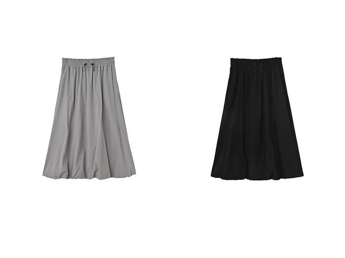 【STYLE DELI/スタイルデリ】の【BLK001】バルーンスカート 【スカート 通販 2024夏 S/S Summer 夏コーデ 通販】おすすめ！人気、トレンド、レディースファッションの通販   おすすめ人気トレンドファッション通販アイテム 人気、トレンドファッション・服の通販 founy(ファニー) 　ファッション　Fashion　レディースファッション　WOMEN　スカート　Skirt　くるぶし　Ankle　ギャザー　Gather　軽量　Lightweight　シンプル　Simple　スリット　Slit　タフタ　Taffeta　定番　Standard　バルーン　Balloon　フォルム　Form　ランダム　Random　ルーズ　Loose　おすすめ　Recommend　エレガント 上品　Elegant　|ID:crp329100000183772