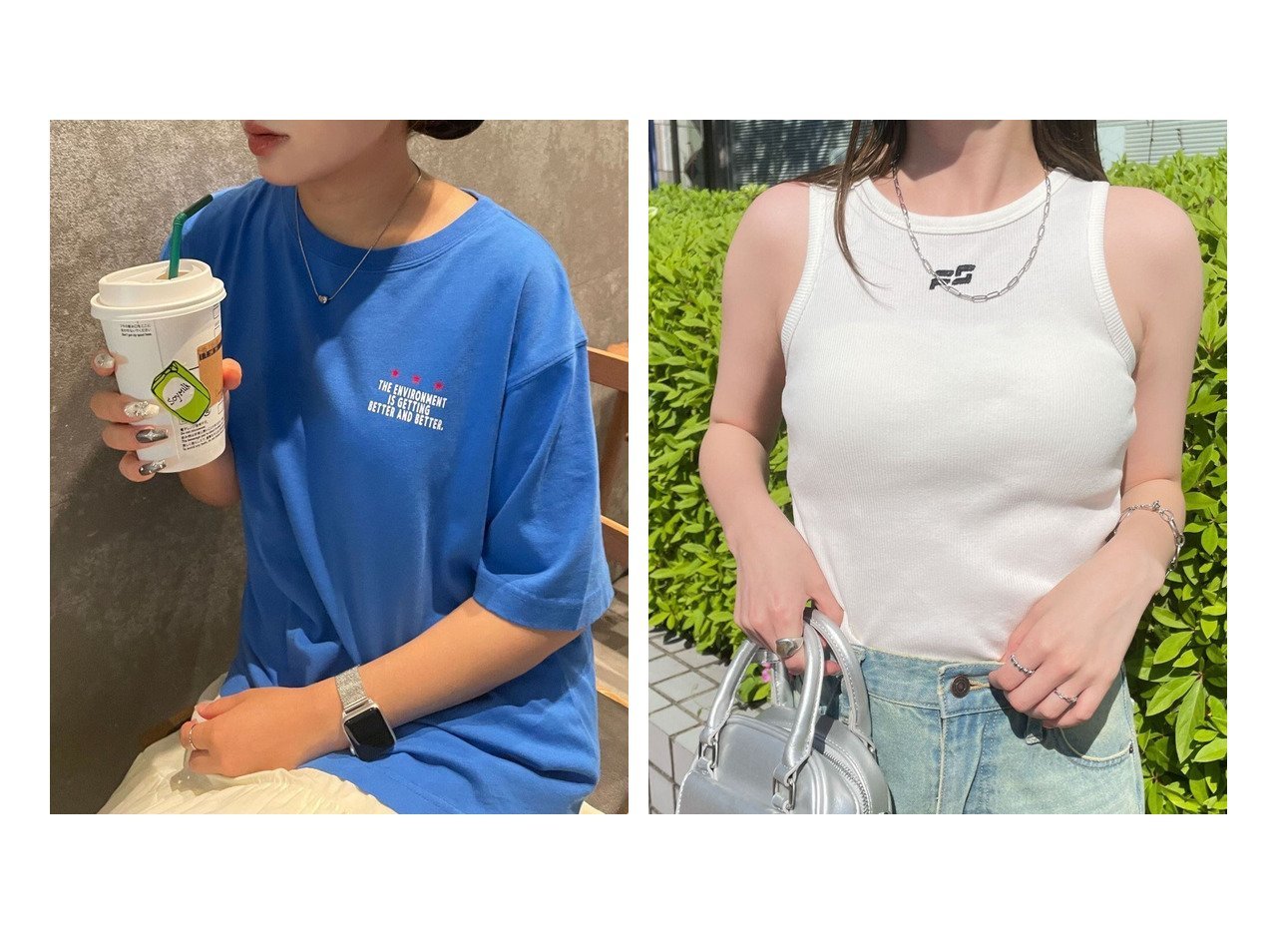 【WEGO/ウィゴー】のヴィンテージライクグラフィックTシャツ&ヴィンテージライクアメスリタンク 【プチプライス、格安、低価格 通販 2024夏 S/S Summer 夏コーデ 通販】おすすめ！人気、トレンド、レディースファッションの通販  おすすめ人気トレンドファッション通販アイテム インテリア・キッズ・メンズ・レディースファッション・服の通販 founy(ファニー) 　ファッション　Fashion　レディースファッション　WOMEN　トップス・カットソー　Tops/Tshirt　シャツ/ブラウス　Shirts/Blouses　ロング / Tシャツ　T-Shirts　カットソー　Cut and Sewn　春　Spring　カットソー　Cut And Sew　グラフィック　Graphic　ショーツ　Shorts　スマホ　Smartphone　デニム　Denim　定番　Standard　プリント　Print　半袖　Short Sleeve　ミニスカート　Mini Skirt　S/S・春夏　Ss・Spring/Summer　NEW・新作・新着・新入荷　New Arrivals　おすすめ　Recommend　夏　Summer　ブルー系　Blue　ホワイト系　White　|ID:crp329100000184041