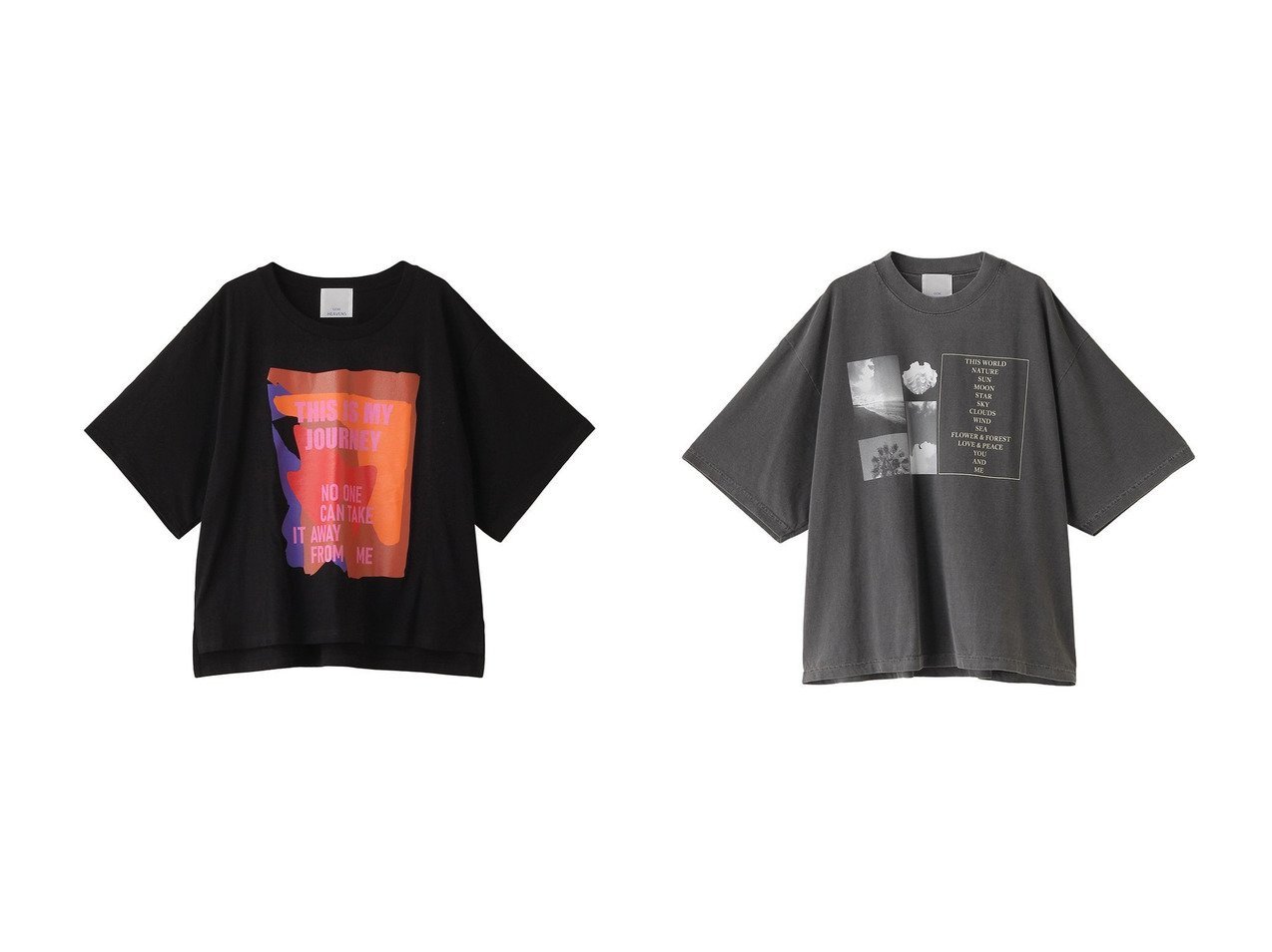 【ROSE BUD/ローズバッド】の【GENE HEAVENS】ジャーニーグラフィックTシャツ&【GENE HEAVENS】ネイチャーフォト ビッグTシャツ 【トップス、カットソー通販 2024夏 S/S Summer 夏コーデ 通販】おすすめ！人気、トレンド、レディースファッションの通販  おすすめ人気トレンドファッション通販アイテム インテリア・キッズ・メンズ・レディースファッション・服の通販 founy(ファニー) 　ファッション　Fashion　レディースファッション　WOMEN　トップス・カットソー　Tops/Tshirt　シャツ/ブラウス　Shirts/Blouses　ロング / Tシャツ　T-Shirts　カットソー　Cut and Sewn　カラフル　Colorful　グラフィック　Graphic　ショート　Short　スリーブ　Sleeve　NEW・新作・新着・新入荷　New Arrivals　ブラック系　Black　ホワイト系　White　ベージュ系　Beige　|ID:crp329100000184192