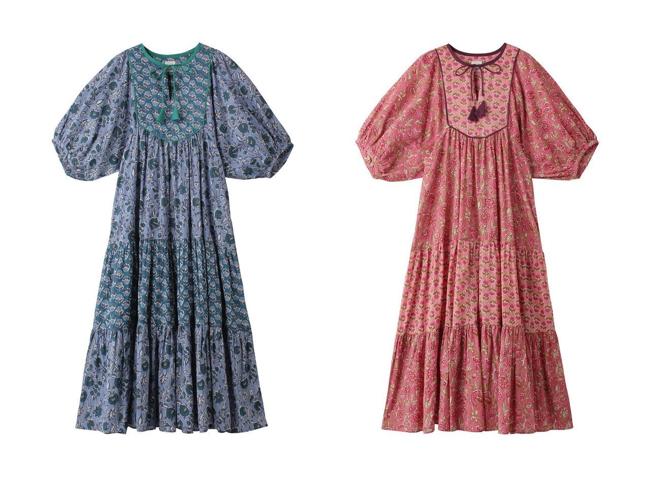 【ROSE BUD/ローズバッド】のフラワープリントワンピース 【ワンピース、ドレス 2024夏 S/S Summer 夏コーデ 通販】おすすめ！人気、トレンド、レディースファッションの通販   おすすめ人気トレンドファッション通販アイテム インテリア・キッズ・メンズ・レディースファッション・服の通販 founy(ファニー) 　ファッション　Fashion　レディースファッション　WOMEN　ワンピース　Dress　チュニック　Tunic　S/S・春夏　Ss・Spring/Summer　ギャザー　Gather　チュニック　Tunic　フラワー　Flower　プリント　Print　リラックス　Relax　ロング　Long　夏　Summer　NEW・新作・新着・新入荷　New Arrivals　春　Spring　レッド系　Red　ブルー系　Blue　|ID:crp329100000185675