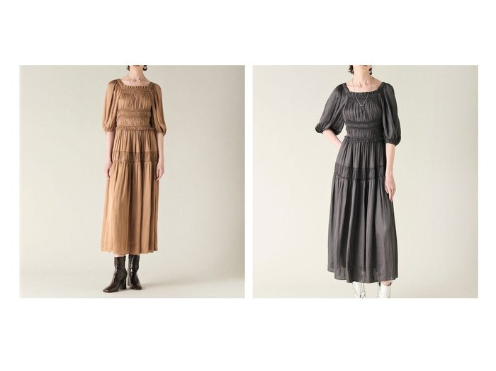 【GRACE CONTINENTAL/グレース コンチネンタル】のスクエアギャザーワンピース 【ワンピース、ドレス 人気通販 2024夏 S/S Summer 夏コーデ 通販】おすすめ！人気、トレンド、レディースファッションの通販   おすすめ人気トレンドファッション通販アイテム 人気、トレンドファッション・服の通販 founy(ファニー) ファッション Fashion レディースファッション WOMEN ワンピース Dress NEW・新作・新着・新入荷 New Arrivals A/W・秋冬 Aw・Autumn/Winter・Fw・Fall-Winter ギャザー Gather サテン Satin |ID:crp329100000185877