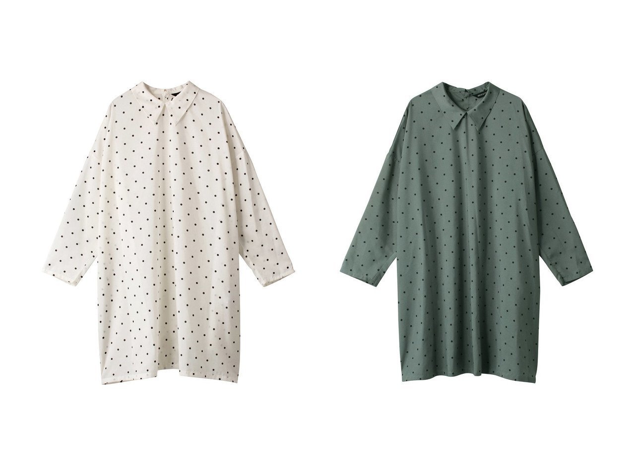 【mizuiro ind/ミズイロ インド】のdots shirt collar OP ワンピース 【ワンピース、ドレス人気通販 コーディネート通販】おすすめ！人気、トレンド、レディースファッションの通販   おすすめ人気トレンドファッション通販アイテム インテリア・キッズ・メンズ・レディースファッション・服の通販 founy(ファニー) 　ファッション　Fashion　レディースファッション　WOMEN　ワンピース　Dress　チュニック　Tunic　チュニック　Tunic　ドット　Dot　人気　Popularity　定番　Standard　ホワイト系　White　グリーン系　Green　ブラック系　Black　|ID:crp329100000186365