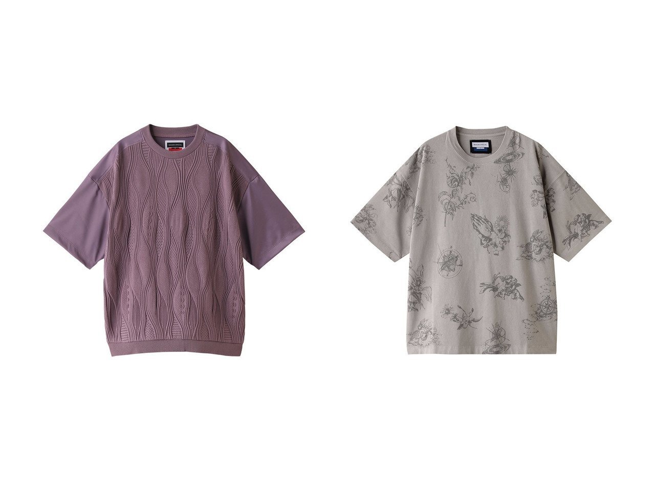 【MAISON SPECIAL/メゾンスペシャル】の【UNISEX】クージーメッシュドッキングTシャツ&【UNISEX】ピグメントダイCHAOS総柄プリントTシャツ 【トップス、カットソー人気通販 コーディネート通販】おすすめ！人気、トレンド、レディースファッションの通販   おすすめ人気トレンドファッション通販アイテム インテリア・キッズ・メンズ・レディースファッション・服の通販 founy(ファニー) 　ファッション　Fashion　レディースファッション　WOMEN　トップス・カットソー　Tops/Tshirt　シャツ/ブラウス　Shirts/Blouses　ロング / Tシャツ　T-Shirts　カットソー　Cut and Sewn　ユニセックス　Unisex　アクリル　Acrylic　シャーリング　Shirring　ショート　Short　スリーブ　Sleeve　フォルム　Form　NEW・新作・新着・新入荷　New Arrivals　グレー系　Gray　ベージュ系　Beige　ブラック系　Black　パープル系　Purple　|ID:crp329100000186376