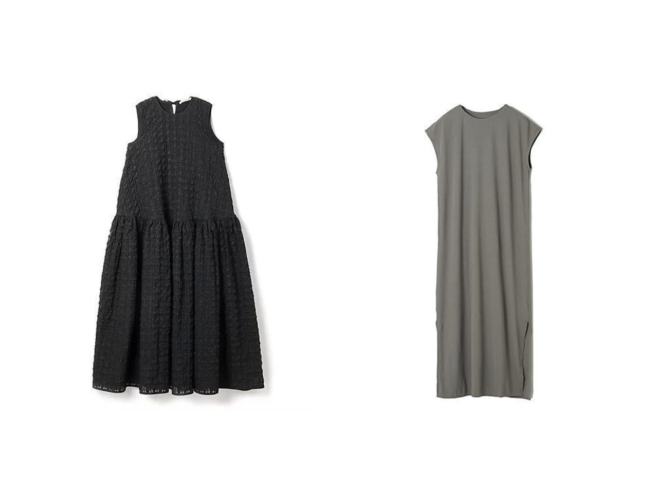 【GREYCHORD/グレーコード】のISABELLA(Tシャツワンピース)&【CECILIE BAHNSEN/セシリー バンセン】のANNA KARIN DRESS CHECK SEERSUCKER 【ワンピース、ドレス 人気通販 コーディネート通販】おすすめ！人気、トレンド、レディースファッションの通販 おすすめ人気トレンドファッション通販アイテム インテリア・キッズ・メンズ・レディースファッション・服の通販 founy(ファニー) 　ファッション　Fashion　レディースファッション　WOMEN　ワンピース　Dress　ドレス　Party Dresses　シャツワンピース　Shirt Dresses　ドレス　Dress　ノースリーブ　No Sleeve　リボン　Ribbon　フォルム　Form　エレガント 上品　Elegant　洗える　Washable　ブラック系　Black　グレー系　Gray　|ID:crp329100000187563