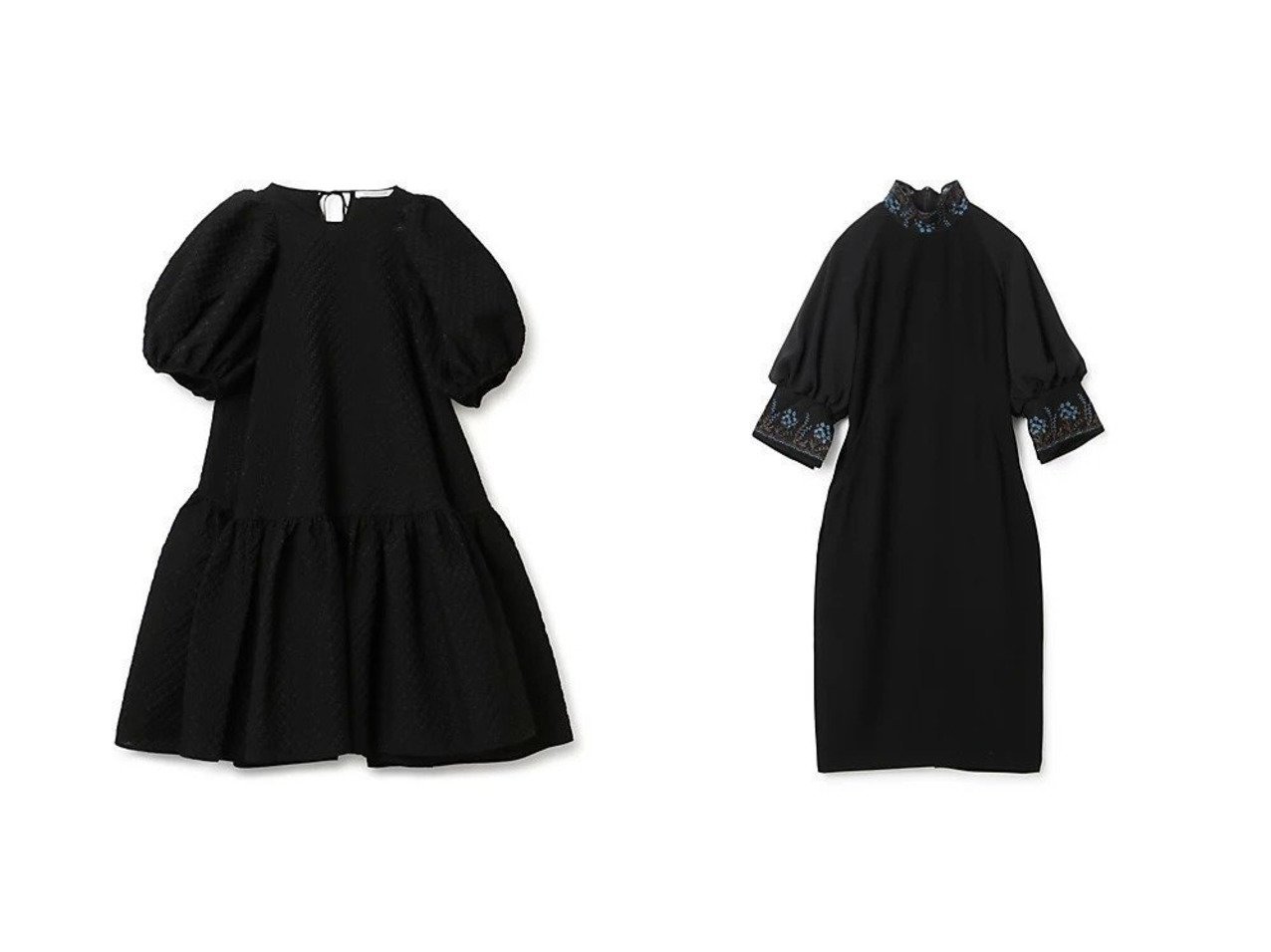 【LOKITHO/ロキト】のemb.S dress&【CECILIE BAHNSEN/セシリー バンセン】のALEXA DRESS BLOSSOM MATELASSE BLACK 【ワンピース、ドレス 人気通販 コーディネート通販】おすすめ！人気、トレンド、レディースファッションの通販 おすすめ人気トレンドファッション通販アイテム インテリア・キッズ・メンズ・レディースファッション・服の通販 founy(ファニー) 　ファッション　Fashion　レディースファッション　WOMEN　ワンピース　Dress　ドレス　Party Dresses　2023年　2023　2023-2024秋冬・A/W　Aw/Autumn/Winter//Fw/Fall-Winter/2023-2024　クラシック　Classic　ティアード　Tiered　ドレス　Dress　モダン　Modern　エレガント 上品　Elegant　2024年　2024　2024春夏・S/S　Ss,Spring/Summer,2024　シフォン　Chiffon　スリーブ　Sleeve　レース　Race　定番　Standard　ブラック系　Black　ブルー系　Blue　|ID:crp329100000187566