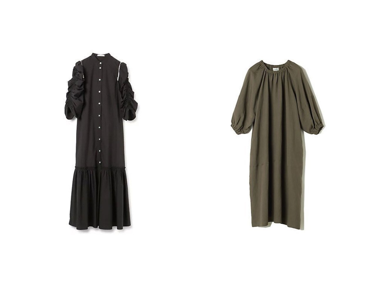 【ADAWAS/アダワス】のリネンギャザーワンピース&【CINOH/チノ】のGATHERED SLEEVE DRESS 【ワンピース、ドレス 人気通販 コーディネート通販】おすすめ！人気、トレンド、レディースファッションの通販 おすすめ人気トレンドファッション通販アイテム インテリア・キッズ・メンズ・レディースファッション・服の通販 founy(ファニー) 　ファッション　Fashion　レディースファッション　WOMEN　ワンピース　Dress　トップス・カットソー　Tops/Tshirt　ドレス　Party Dresses　ギャザー　Gather　スリーブ　Sleeve　バルーン　Balloon　洗える　Washable　2024年　2024　2024春夏・S/S　Ss,Spring/Summer,2024　タイプライター　Typewriter　ドレス　Dress　グレー系　Gray　グリーン系　Green　ブラック系　Black　|ID:crp329100000187567