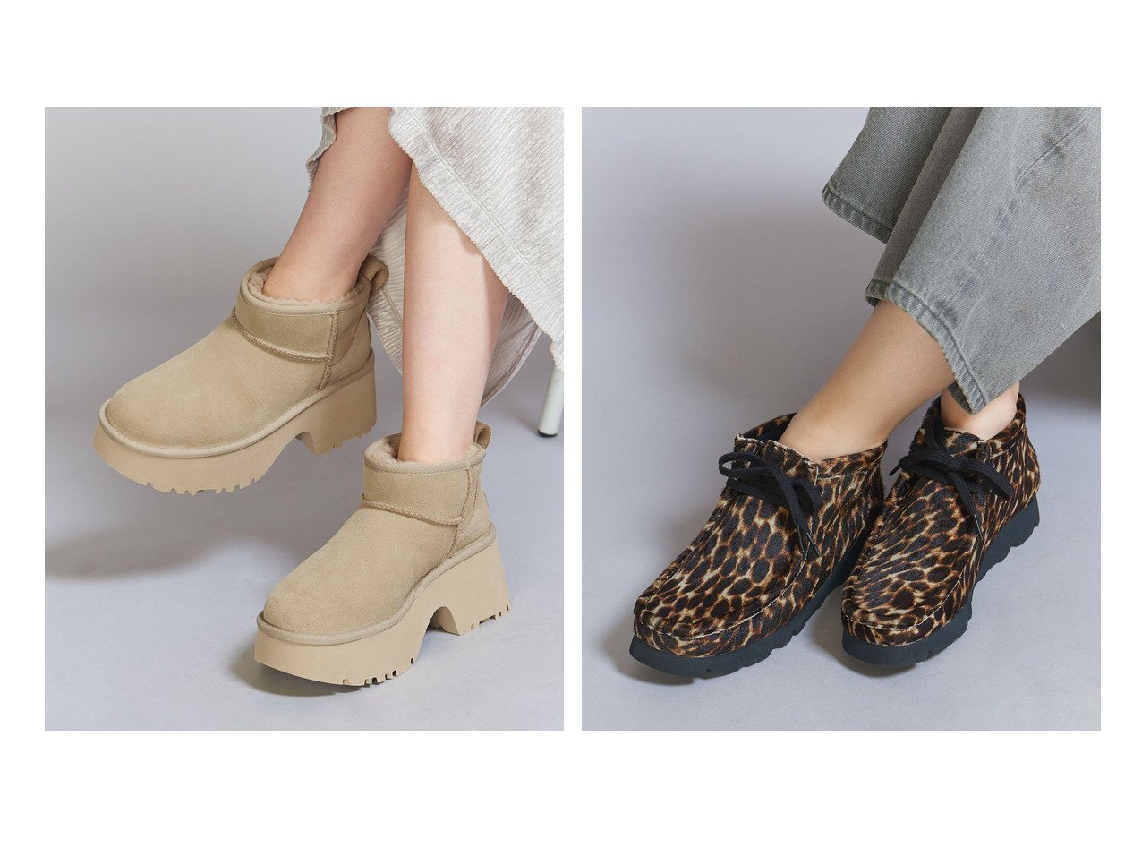 【BEAUTY&YOUTH / UNITED ARROWS/ビューティ&ユース ユナイテッドアローズ】の【別注】 Clarks Originals WALLABEE ワラビー レオパード シューズ&【国内EXCLUSIVE】 UGG クラッシック ウルトラミニ ニューハイツ ブーツ 【 人気通販 コーディネート通販】おすすめ！人気、トレンド、レディースファッションの通販 おすすめ人気トレンドファッション通販アイテム インテリア・キッズ・メンズ・レディースファッション・服の通販 founy(ファニー) 　ファッション　Fashion　レディースファッション　WOMEN　カリフォルニア　California　クラシック　Classic　シューズ　Shoes　スエード　Suede　トレンド　Trend　定番　Standard　人気　Popularity　ライニング　Lining　A/W・秋冬　Aw・Autumn/Winter・Fw・Fall-Winter　おすすめ　Recommend　クッション　Cushion　コレクション　Collection　軽量　Lightweight　シンプル　Simple　デザート　Dessert　別注　Special Order　レオパード　Leopard　エレガント 上品　Elegant　ベージュ系　Beige　|ID:crp329100000187647