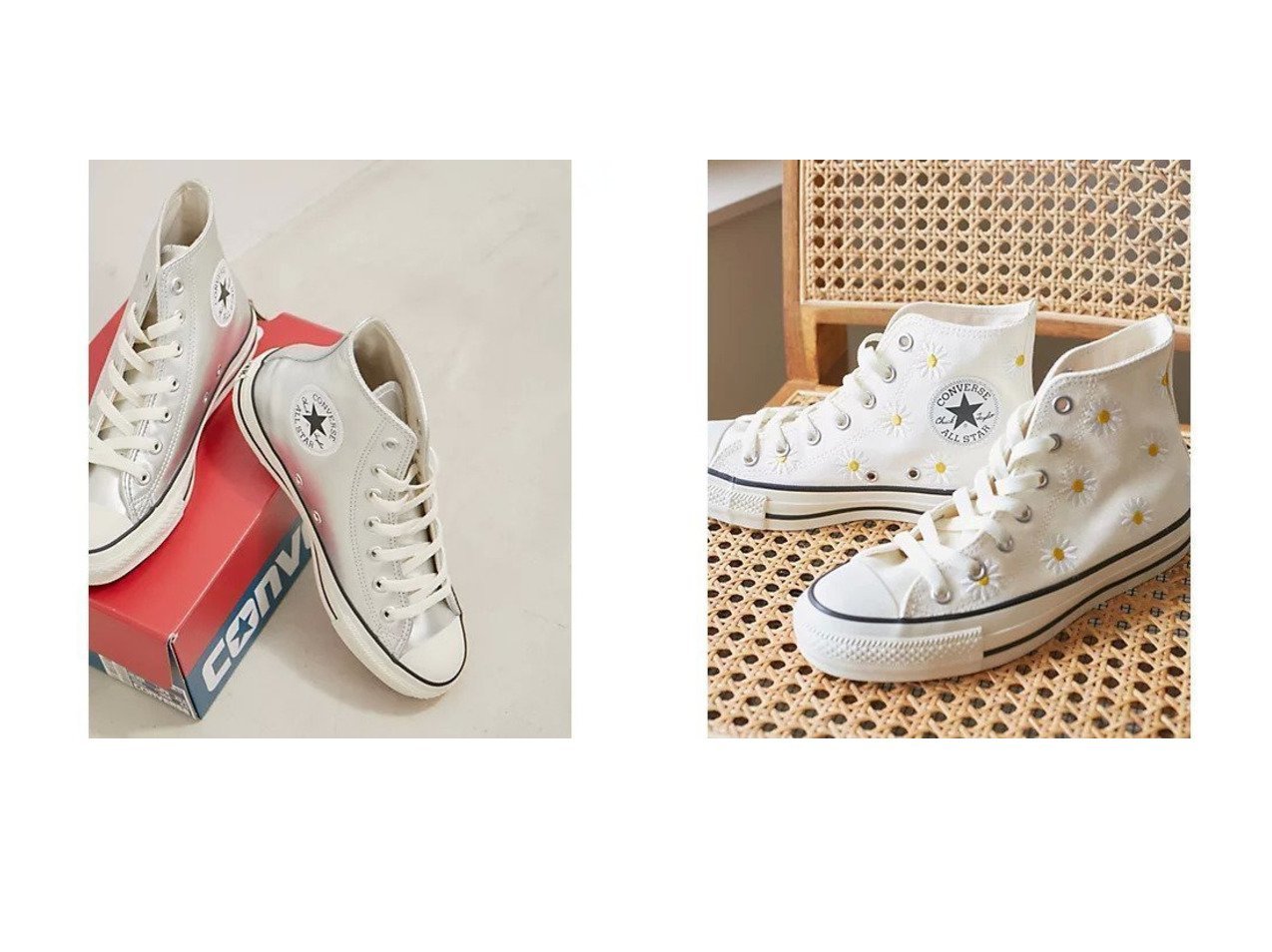 【Juze/ジュゼ】の【CONVERSE】 ALLSTAR(R) LETHER ALLSTAR HI【WEB限定】&【CONVERSE】 ALLSTAR(R) DAISY FLOWER HI【WEB限定】 【シューズ・靴 人気通販 コーディネート通販】おすすめ！人気、トレンド、レディースファッションの通販    おすすめ人気トレンドファッション通販アイテム インテリア・キッズ・メンズ・レディースファッション・服の通販 founy(ファニー) 　ファッション　Fashion　レディースファッション　WOMEN　クラシック　Classic　シューズ　Shoes　スポーツ　Sports　フラワー　Flower　エレガント 上品　Elegant　ホワイト系　White　ゴールド系　Gold　|ID:crp329100000188624