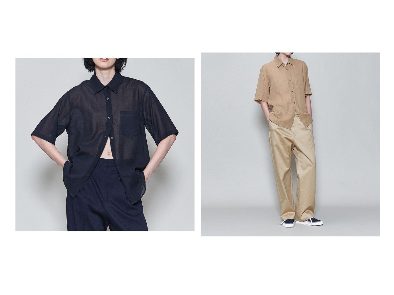 【BEAUTY&YOUTH / UNITED ARROWS/ビューティ&ユース ユナイテッドアローズ】の6(ROKU) スケ ショートスリーブ シャツ 【 人気通販 コーディネート通販】おすすめ！人気、トレンド、レディースファッションの通販    おすすめ人気トレンドファッション通販アイテム インテリア・キッズ・メンズ・レディースファッション・服の通販 founy(ファニー) 　ファッション　Fashion　レディースファッション　WOMEN　トップス・カットソー　Tops/Tshirt　シャツ/ブラウス　Shirts/Blouses　インナー　Inner　キャミソール　Camisole　ショート　Short　スリーブ　Sleeve　ボックス　Box　ワイド　Wide　夏　Summer　ブルー系　Blue　ベージュ系　Beige　|ID:crp329100000189001