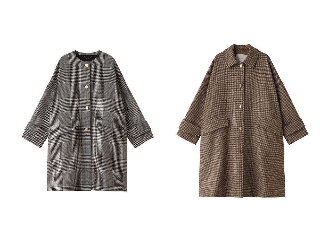 【MACKINTOSH/マッキントッシュ】のHUMBIE ノーカラー コクーン ロングコート&HUMBIE ハウンドトゥース ロングコート 【アウター 人気通販 コーディネート通販】おすすめ！人気、トレンド、レディースファッションの通販   おすすめ人気トレンドファッション通販アイテム インテリア・キッズ・メンズ・レディースファッション・服の通販 founy(ファニー) 　ファッション　Fashion　レディースファッション　WOMEN　アウター　Coat Outerwear　コート　Coats　2024年　2024　2024-2025秋冬・A/W　Aw/Autumn/Winter/Fw/Fall/2024-2025　A/W・秋冬　Aw・Autumn/Winter・Fw・Fall-Winter　オケージョン　Occasion　コクーン　Cocoon　ショルダー　Shoulder　ドロップ　Drop　メタル　Metal　ロング　Long　エレガント 上品　Elegant　ブラウン系　Brown　|ID:crp329100000189113