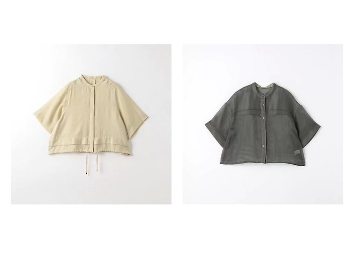 【green label relaxing / UNITED ARROWS/グリーンレーベル リラクシング / ユナイテッドアローズ】のシアー バンドカラー シャツ&シアーコードレーン ショートスリーブ シャツ 【トップス、カットソー 人気通販 コーディネート通販】おすすめ！人気、トレンド、レディースファッションの通販   おすすめ人気トレンドファッション通販アイテム インテリア・キッズ・メンズ・レディースファッション・服の通販 founy(ファニー) https://founy.com/ ファッション Fashion レディースファッション WOMEN トップス・カットソー Tops/Tshirt シャツ/ブラウス Shirts/Blouses 秋 Autumn/Fall シアー Sheer シンプル Simple フロント Front 羽織 Haori リラックス Relax おすすめ Recommend 夏 Summer |ID:crp329100000189315