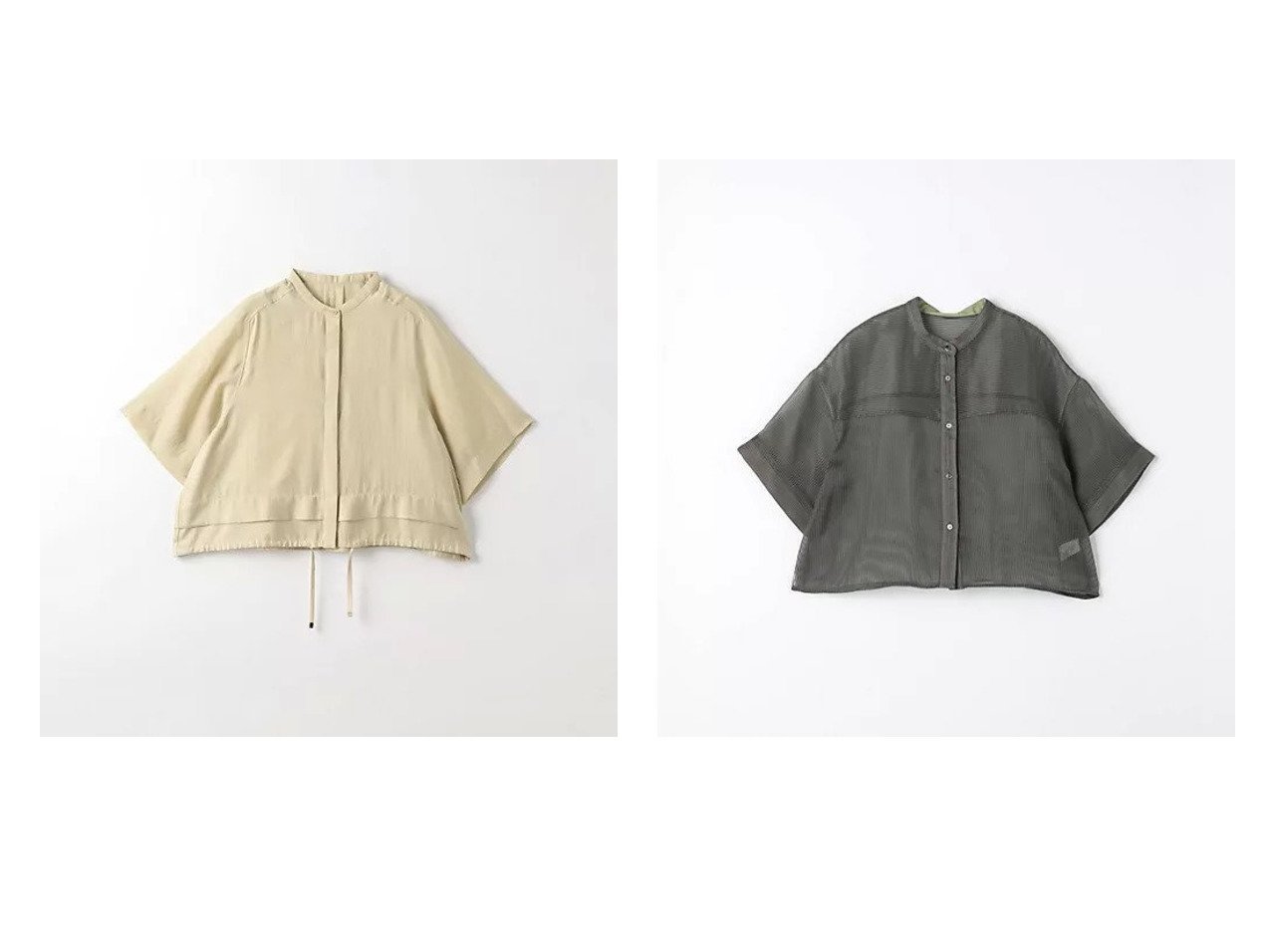 【green label relaxing / UNITED ARROWS/グリーンレーベル リラクシング / ユナイテッドアローズ】のシアー バンドカラー シャツ&シアーコードレーン ショートスリーブ シャツ 【トップス、カットソー 人気通販 コーディネート通販】おすすめ！人気、トレンド、レディースファッションの通販   おすすめ人気トレンドファッション通販アイテム インテリア・キッズ・メンズ・レディースファッション・服の通販 founy(ファニー) 　ファッション　Fashion　レディースファッション　WOMEN　トップス・カットソー　Tops/Tshirt　シャツ/ブラウス　Shirts/Blouses　秋　Autumn/Fall　シアー　Sheer　シンプル　Simple　フロント　Front　羽織　Haori　リラックス　Relax　おすすめ　Recommend　夏　Summer　ベージュ系　Beige　ホワイト系　White　ブラック系　Black　|ID:crp329100000189315