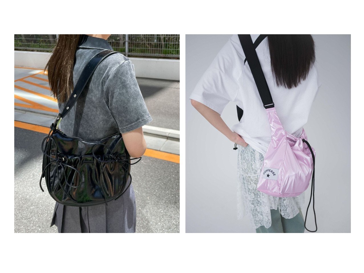 【WEGO/ウィゴー】の【ユニセックス着用ITEM】別注CONVERSEドローコードショルダーバッグ&リボンデザインバッグ 【プチプライス、格安、低価格 人気通販 コーディネート通販】おすすめ！人気、トレンド、レディースファッションの通販   おすすめ人気トレンドファッション通販アイテム インテリア・キッズ・メンズ・レディースファッション・服の通販 founy(ファニー) 　ファッション　Fashion　レディースファッション　WOMEN　バッグ　Bag　NEW・新作・新着・新入荷　New Arrivals　コンパクト　Compact　シルバー　Silver　スマホ　Smartphone　トレンド　Trend　ハンドバッグ　Handbag　フロント　Front　モチーフ　Motif　リボン　Ribbon　財布　Wallet　キャンバス　Canvas　シューズ　Shoes　ショルダー　Shoulder　シンプル　Simple　スポーツ　Sports　ドローコード　Draw Cord　バスケット　Basket　別注　Special Order　ゴールド系　Gold　ブラック系　Black　|ID:crp329100000189390