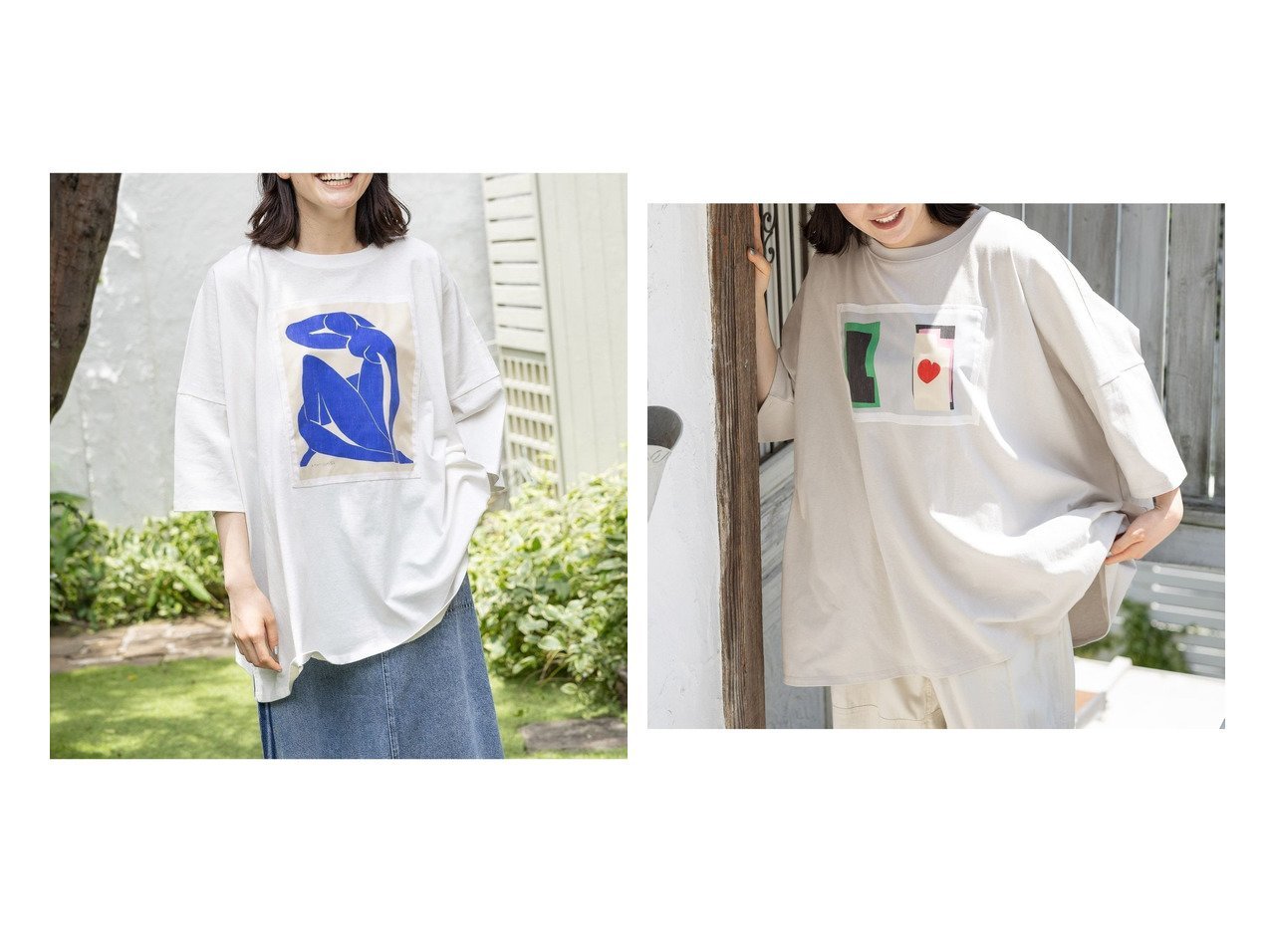 【niko and/ニコアンド】の【Henri Matisse(アンリ・マティス)】マティスアートプリントTシャツ 【プチプライス、格安、低価格 人気通販 コーディネート通販】おすすめ！人気、トレンド、レディースファッションの通販   おすすめ人気トレンドファッション通販アイテム インテリア・キッズ・メンズ・レディースファッション・服の通販 founy(ファニー) 　ファッション　Fashion　レディースファッション　WOMEN　トップス・カットソー　Tops/Tshirt　シャツ/ブラウス　Shirts/Blouses　ロング / Tシャツ　T-Shirts　カットソー　Cut And Sew　コレクション　Collection　ショート　Short　スリット　Slit　フランス　France　プリント　Print　おすすめ　Recommend　グレー系　Gray　ブラック系　Black　ブルー系　Blue　|ID:crp329100000189410