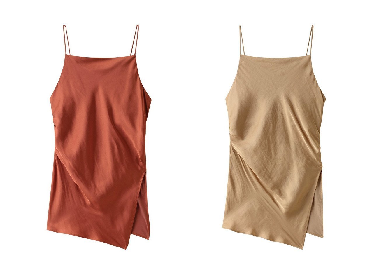 【CLANE/クラネ】のDRAPE SATIN CAMISOLE TOPS シャツ/ブラウス 【トップス、カットソー 人気通販 コーディネート通販】おすすめ！人気、トレンド、レディースファッションの通販   おすすめ人気トレンドファッション通販アイテム インテリア・キッズ・メンズ・レディースファッション・服の通販 founy(ファニー) 　ファッション　Fashion　レディースファッション　WOMEN　トップス・カットソー　Tops/Tshirt　キャミソール / ノースリーブ　No Sleeves　シャツ/ブラウス　Shirts/Blouses　2024年　2024　2024-2025秋冬・A/W　Aw/Autumn/Winter/Fw/Fall/2024-2025　A/W・秋冬　Aw・Autumn/Winter・Fw・Fall-Winter　なめらか　Smooth　カットソー　Cut And Sew　ギャザー　Gather　サテン　Satin　ドレープ　Drape　ノースリーブ　No Sleeve　エレガント 上品　Elegant　ベージュ系　Beige　ピンク系　Pink　|ID:crp329100000189585