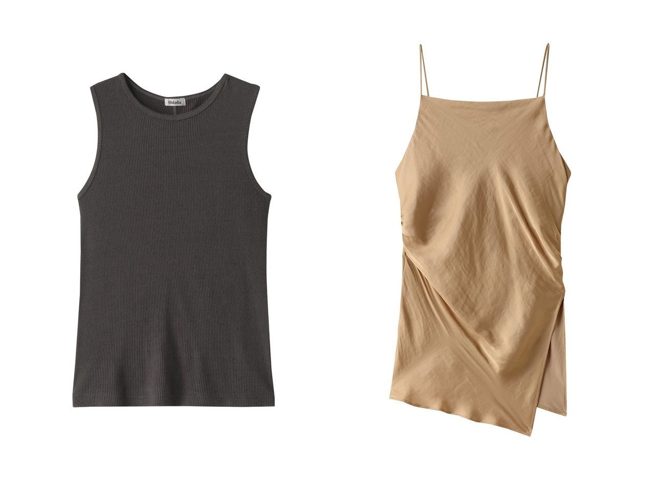 【Oblada/オブラダ】のピュア シルク タンクトップ&【CLANE/クラネ】のDRAPE SATIN CAMISOLE TOPS シャツ/ブラウス 【トップス、カットソー 人気通販 コーディネート通販】おすすめ！人気、トレンド、レディースファッションの通販   おすすめ人気トレンドファッション通販アイテム インテリア・キッズ・メンズ・レディースファッション・服の通販 founy(ファニー) 　ファッション　Fashion　レディースファッション　WOMEN　トップス・カットソー　Tops/Tshirt　キャミソール / ノースリーブ　No Sleeves　シャツ/ブラウス　Shirts/Blouses　ロング / Tシャツ　T-Shirts　カットソー　Cut and Sewn　インナー　Inner　キャミソール　Camisole　シルク　Silk　タンク　Tank　ベーシック　Basic　NEW・新作・新着・新入荷　New Arrivals　2024年　2024　2024-2025秋冬・A/W　Aw/Autumn/Winter/Fw/Fall/2024-2025　A/W・秋冬　Aw・Autumn/Winter・Fw・Fall-Winter　なめらか　Smooth　カットソー　Cut And Sew　ギャザー　Gather　サテン　Satin　ドレープ　Drape　ノースリーブ　No Sleeve　エレガント 上品　Elegant　グレー系　Gray　ベージュ系　Beige　ピンク系　Pink　|ID:crp329100000189587