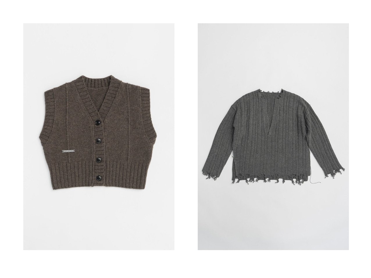 【PRANK PROJECT/プランク プロジェクト】のタイニーベスト Tiny Vest&ブランジネックニット Plunge Neck Knit 【 人気通販 コーディネート通販】おすすめ！人気、トレンド、レディースファッションの通販   おすすめ人気トレンドファッション通販アイテム インテリア・キッズ・メンズ・レディースファッション・服の通販 founy(ファニー) 　ファッション　Fashion　レディースファッション　WOMEN　トップス・カットソー　Tops/Tshirt　ニット　Knit Tops　ベスト/ジレ　Gilets/Vests　プルオーバー　Pullover　2024年　2024　2024-2025秋冬・A/W　Aw/Autumn/Winter/Fw/Fall/2024-2025　A/W・秋冬　Aw・Autumn/Winter・Fw・Fall-Winter　おすすめ　Recommend　コンパクト　Compact　ストライプ　Stripe　チェック　Check　プリーツ　Pleats　ベスト　Vest　マキシ　Maxi　レース　Race　アシンメトリー　Asymmetry　インナー　Inner　スリット　Slit　ダメージ　Damage　グレー系　Gray　レッド系　Red　ブラウン系　Brown　|ID:crp329100000190018