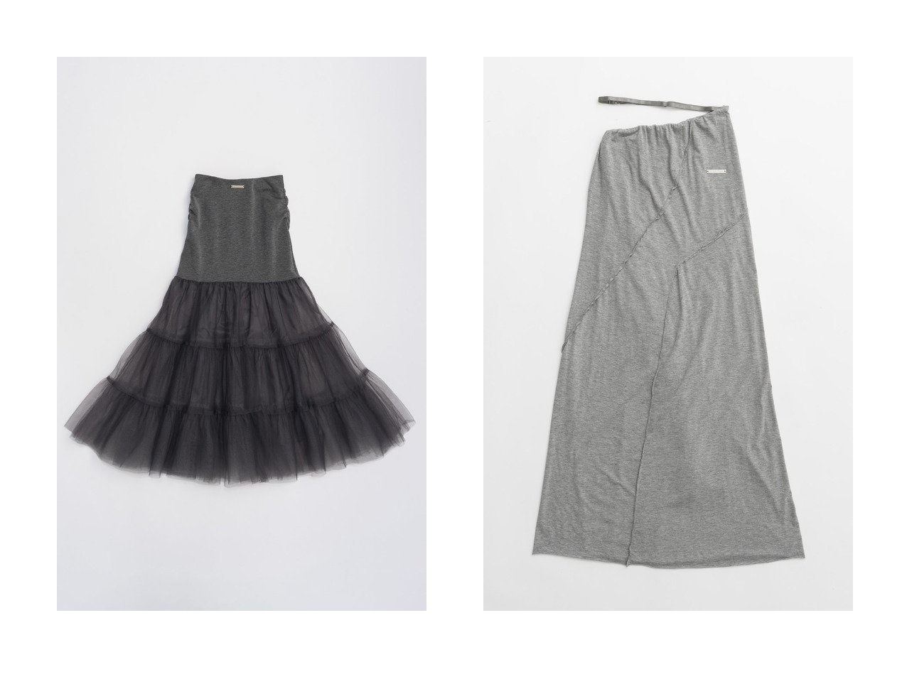 【PRANK PROJECT/プランク プロジェクト】のチュールドッキングボリュームスカート Tulle Docking Volume Skirt&アウトシームカットマキシスカート Out Seam Cut Maxi Skirt 【 人気通販 コーディネート通販】おすすめ！人気、トレンド、レディースファッションの通販   おすすめ人気トレンドファッション通販アイテム インテリア・キッズ・メンズ・レディースファッション・服の通販 founy(ファニー) 　ファッション　Fashion　レディースファッション　WOMEN　スカート　Skirt　ロングスカート　Long Skirt　ストレッチ　Stretch　チュール　Tulle　フィット　Fit　ペチコート　Petticoat　ロング　Long　A/W・秋冬　Aw・Autumn/Winter・Fw・Fall-Winter　2024年　2024　2024-2025秋冬・A/W　Aw/Autumn/Winter/Fw/Fall/2024-2025　おすすめ　Recommend　とろみ　Thickness　なめらか　Smooth　カットソー　Cut And Sew　セットアップ　Set Up　マキシ　Maxi　メタル　Metal　モチーフ　Motif　グレー系　Gray　ブラック系　Black　オレンジ系　Orange　ベージュ系　Beige　|ID:crp329100000190019